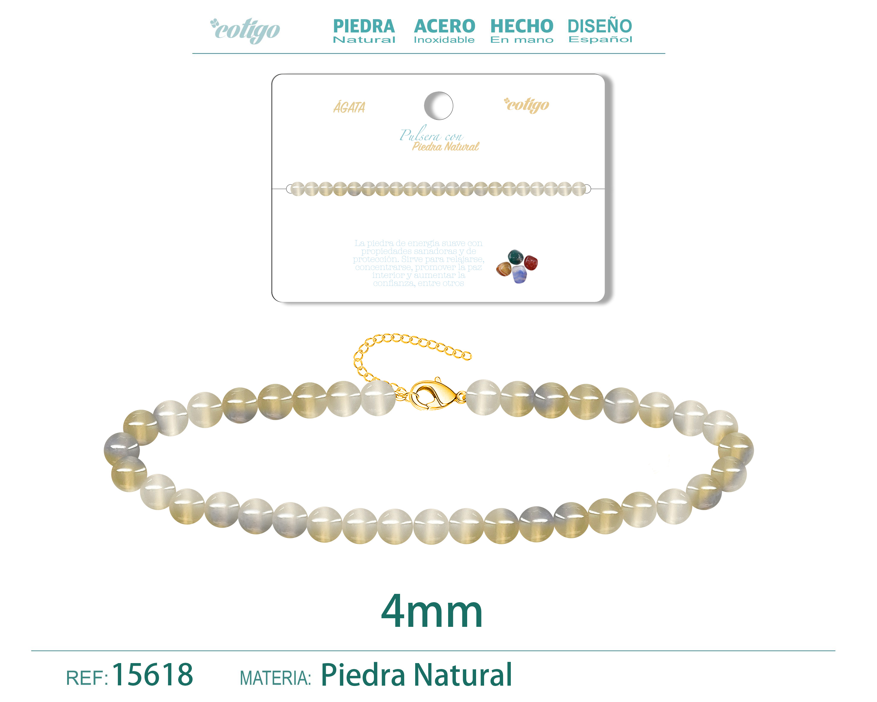 PULSERA AGATA 4MM