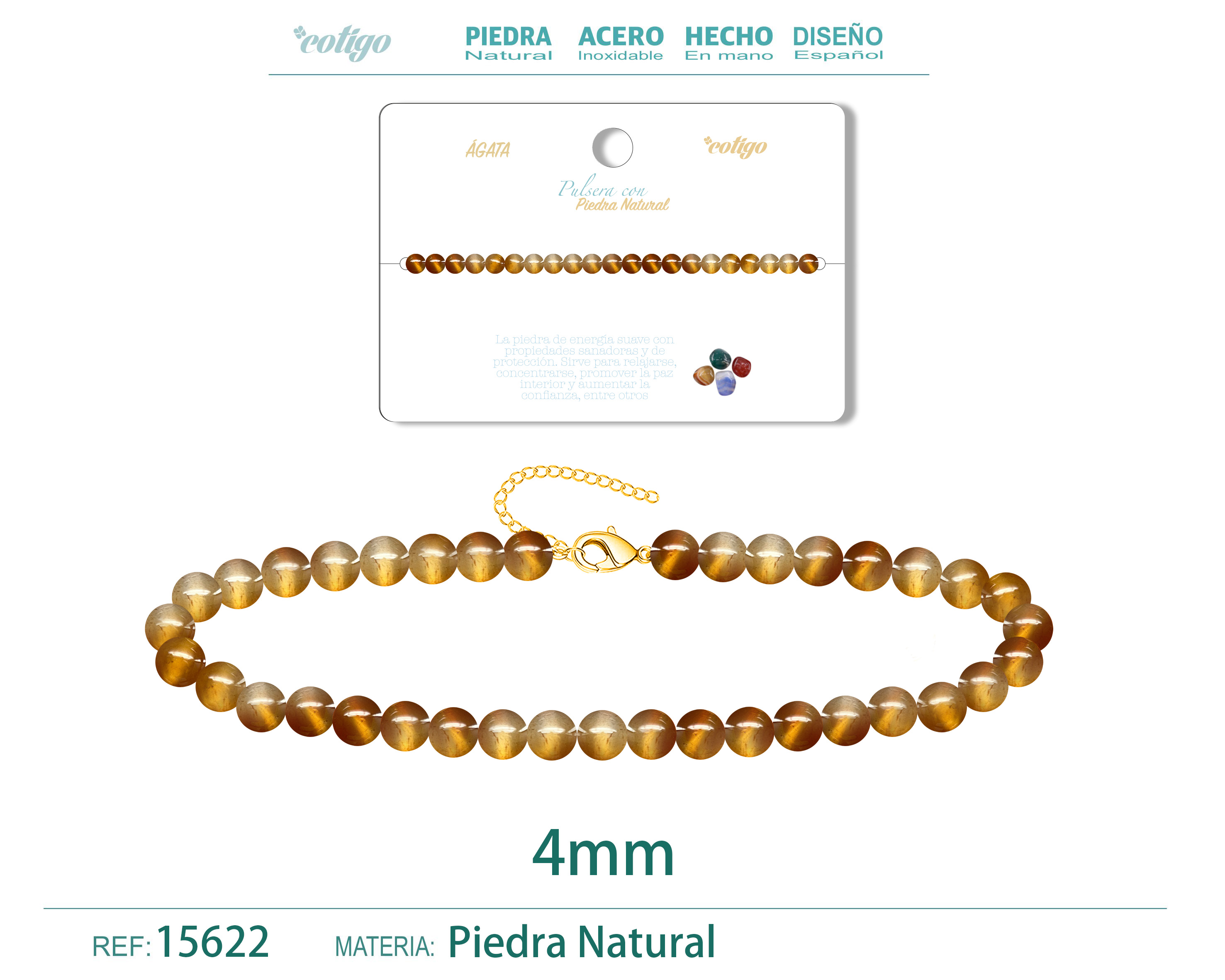 PULSERA AGATA 4MM