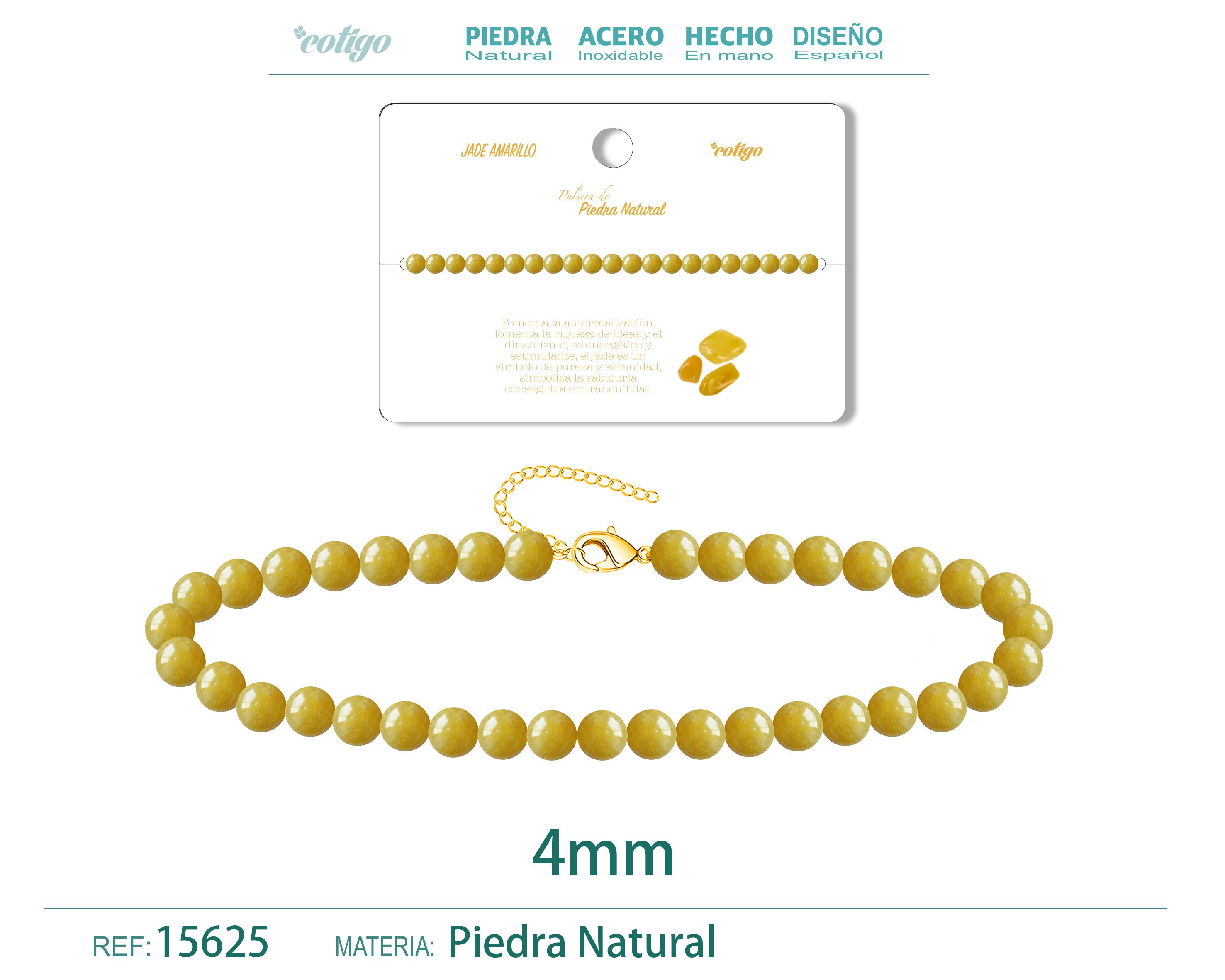 PULSERA JADE AMARILLO 4MM