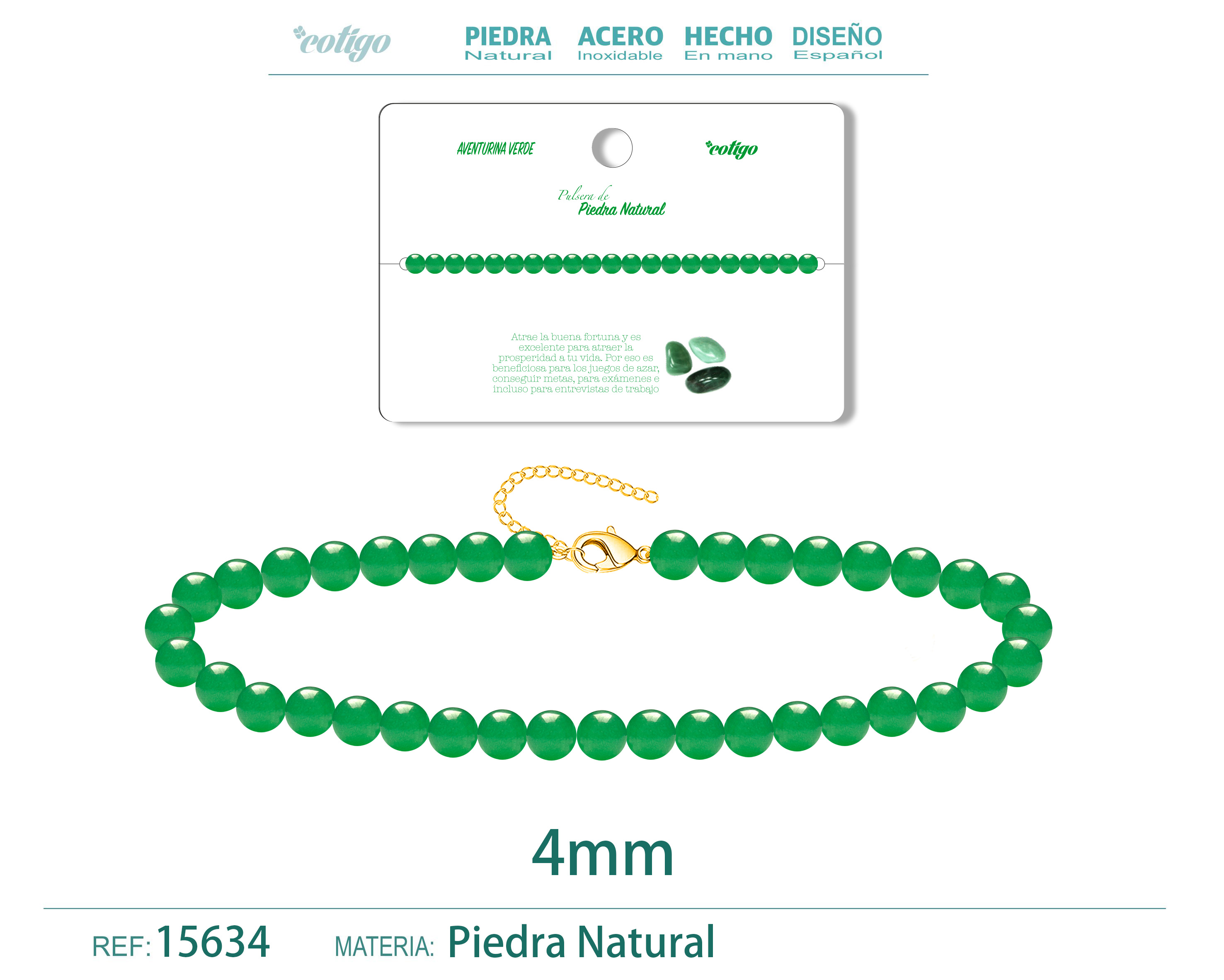 PULSERA AVENTURINA VERDE 4MM