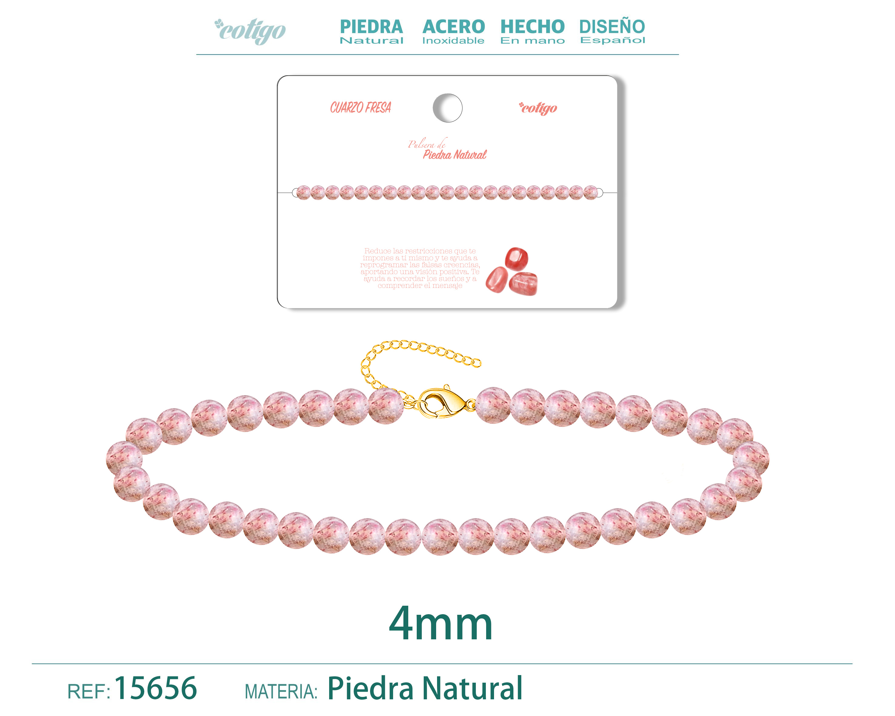 PULSERA CUARZO FRESA 4MM