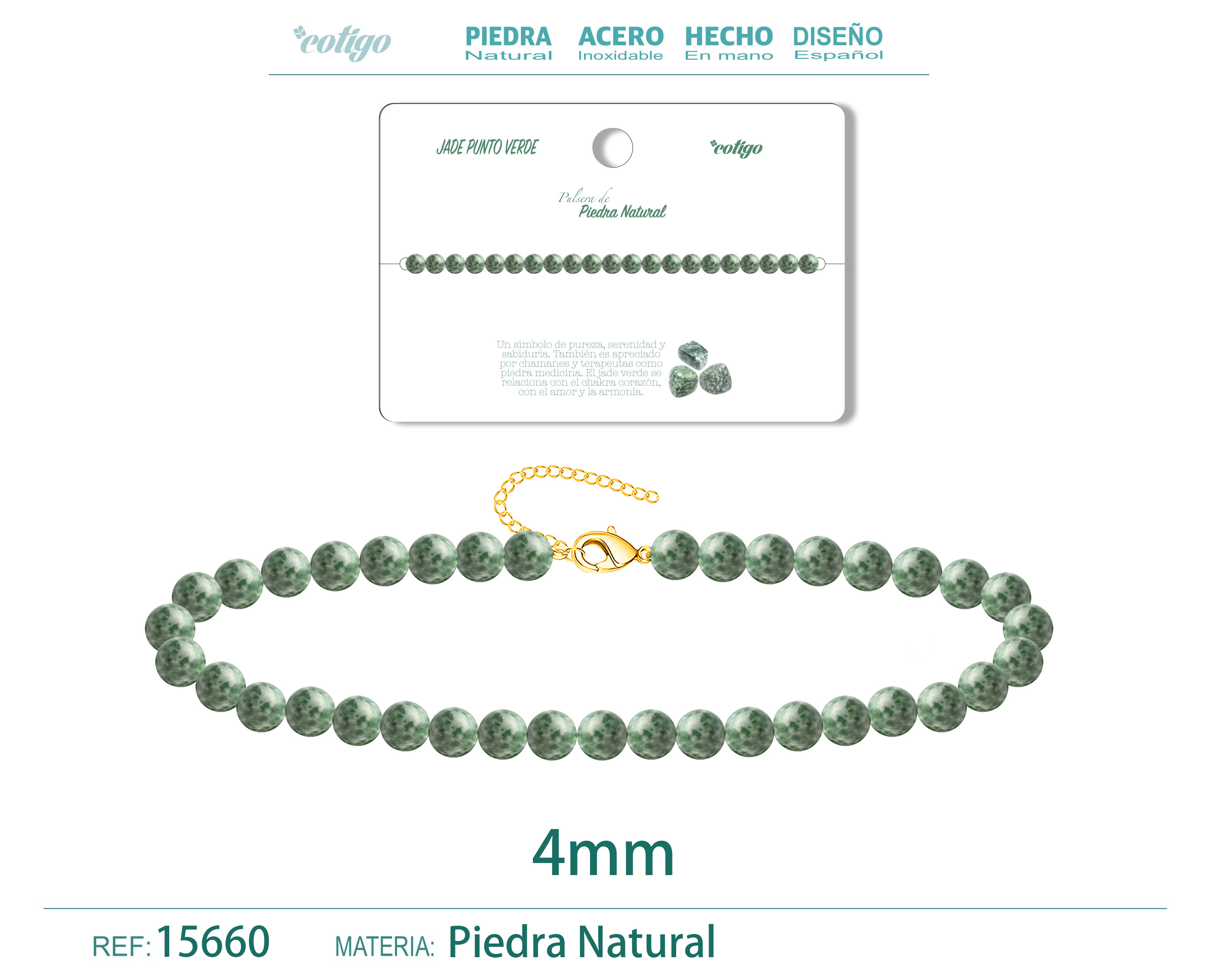PULSERA JADE PUNTO VERDE 4MM