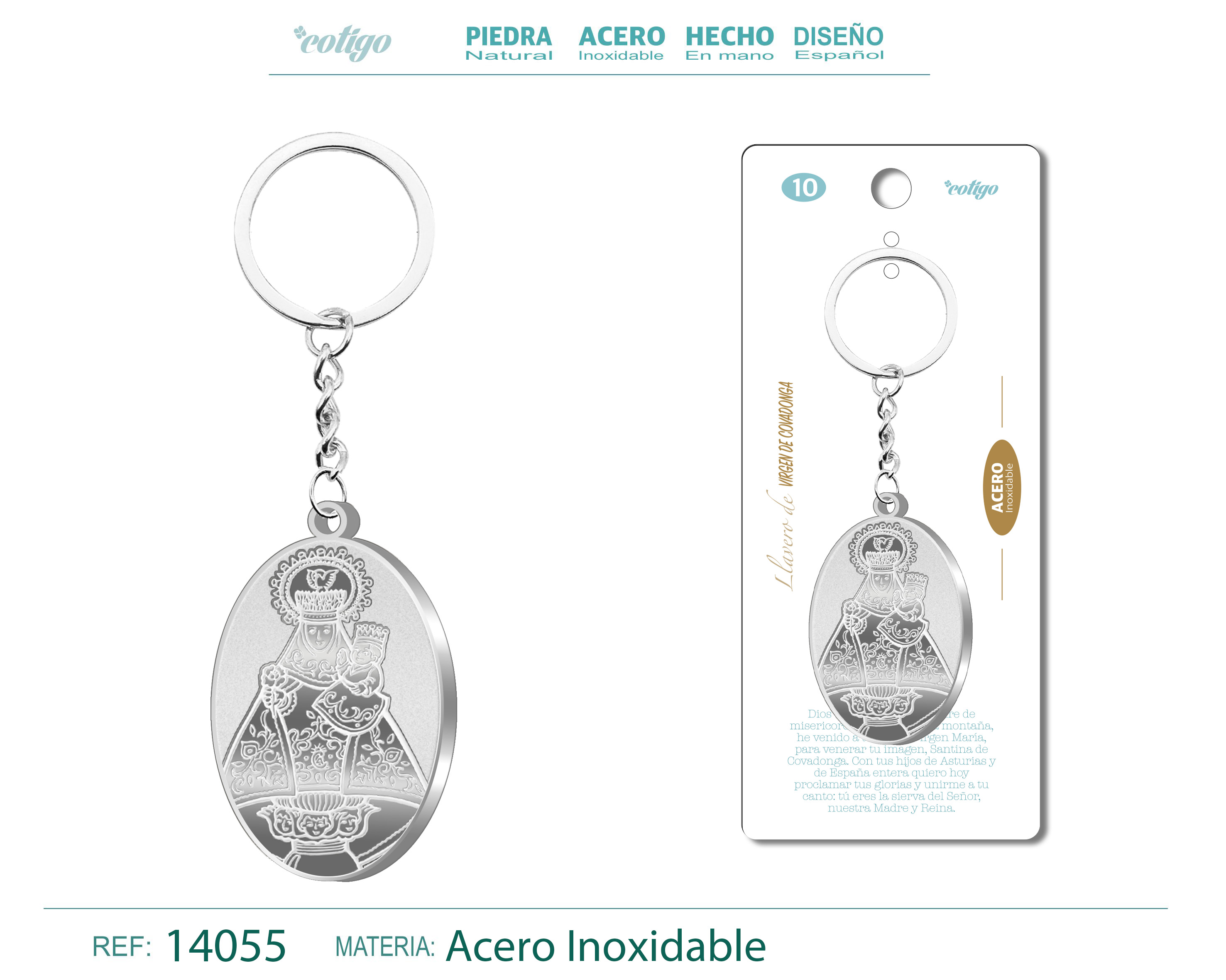 LLAVERO VIRGEN DE COVADONGA ACERO INOXIDABLE