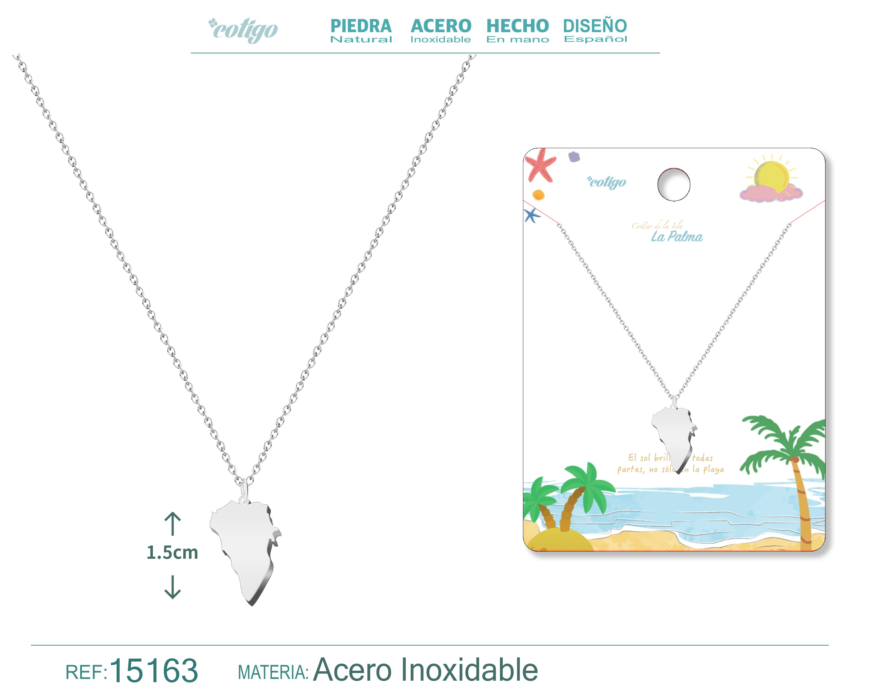 COLGANTE ACERO ISLAS  LA PALMA PLATEADO