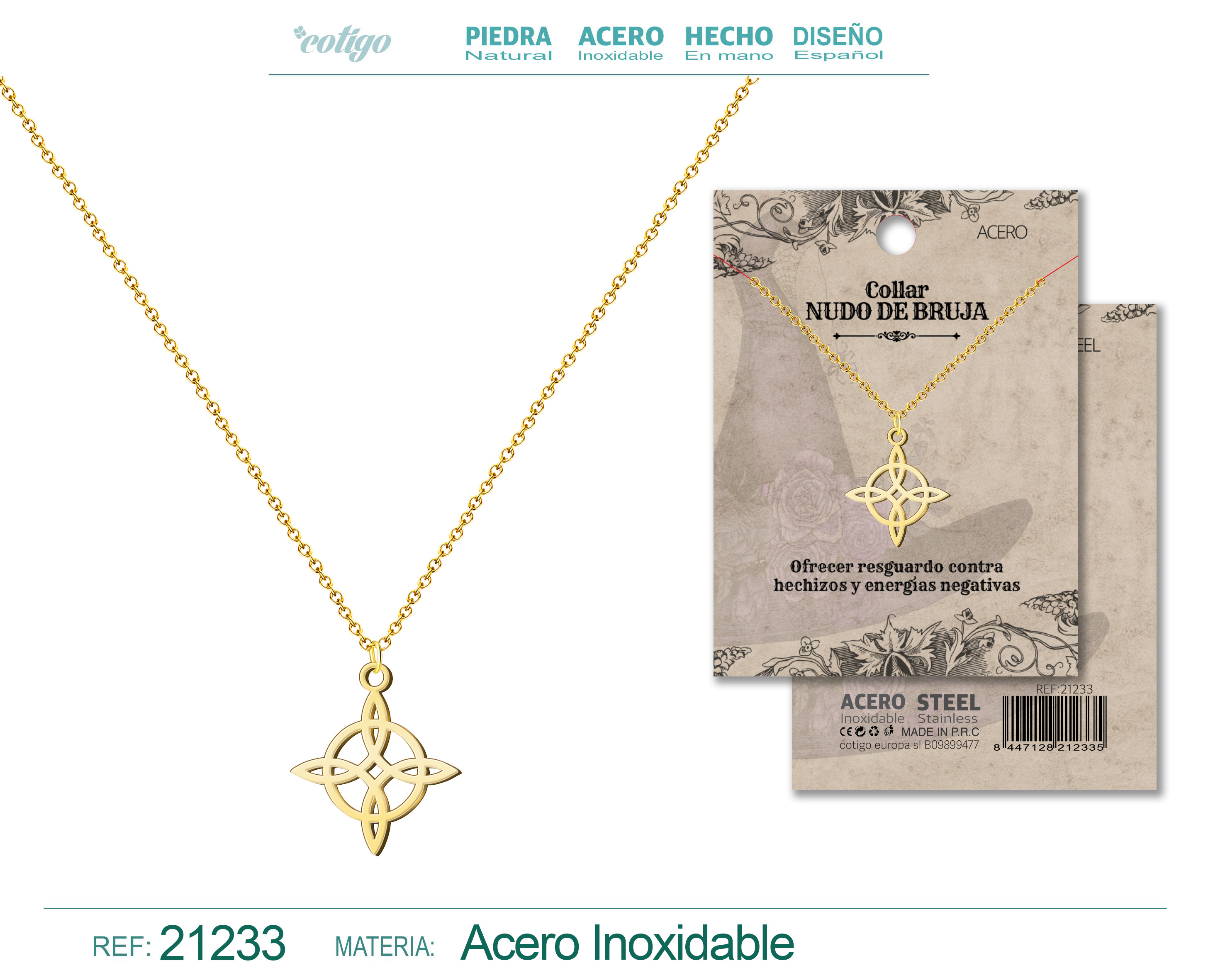 COLGANTE NUDO BRUJA ACERO DORADO
