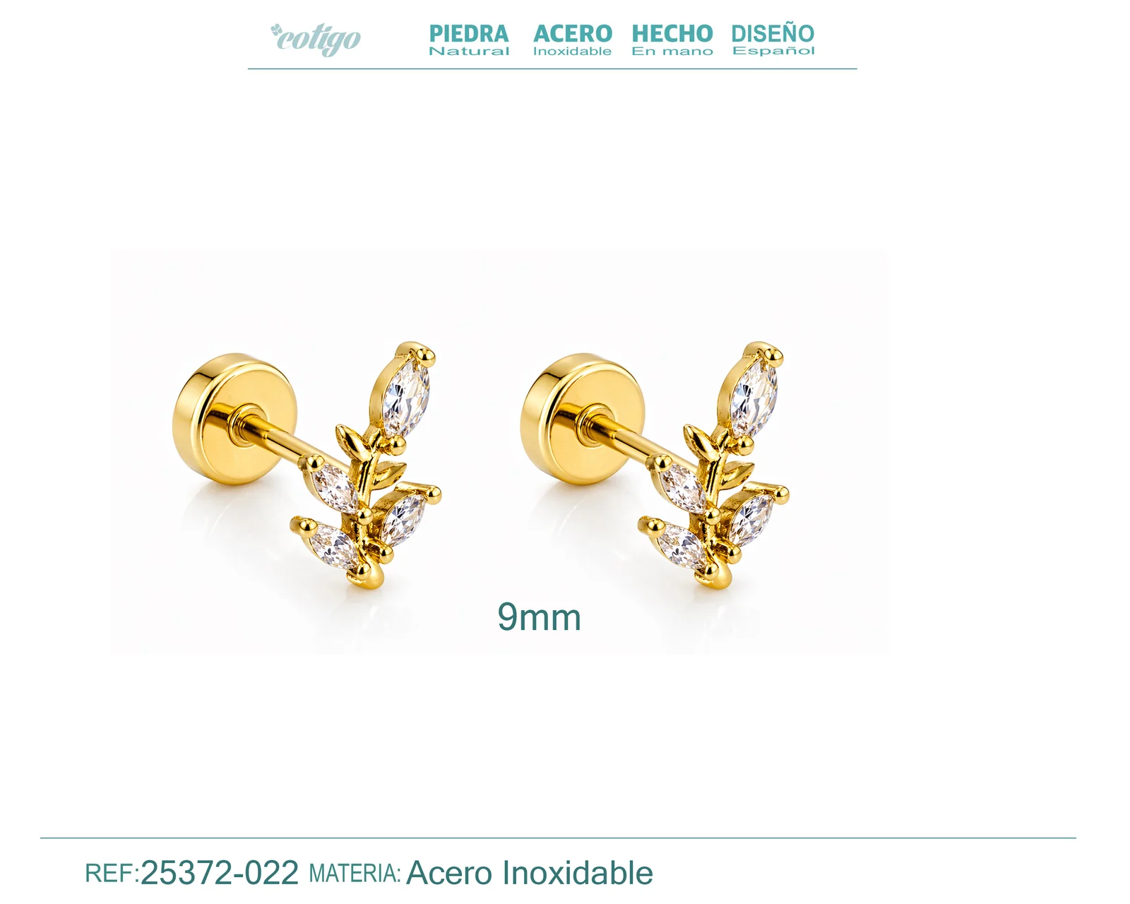 Pendiente-Piercing Bañado Oro 18K y con Circonita