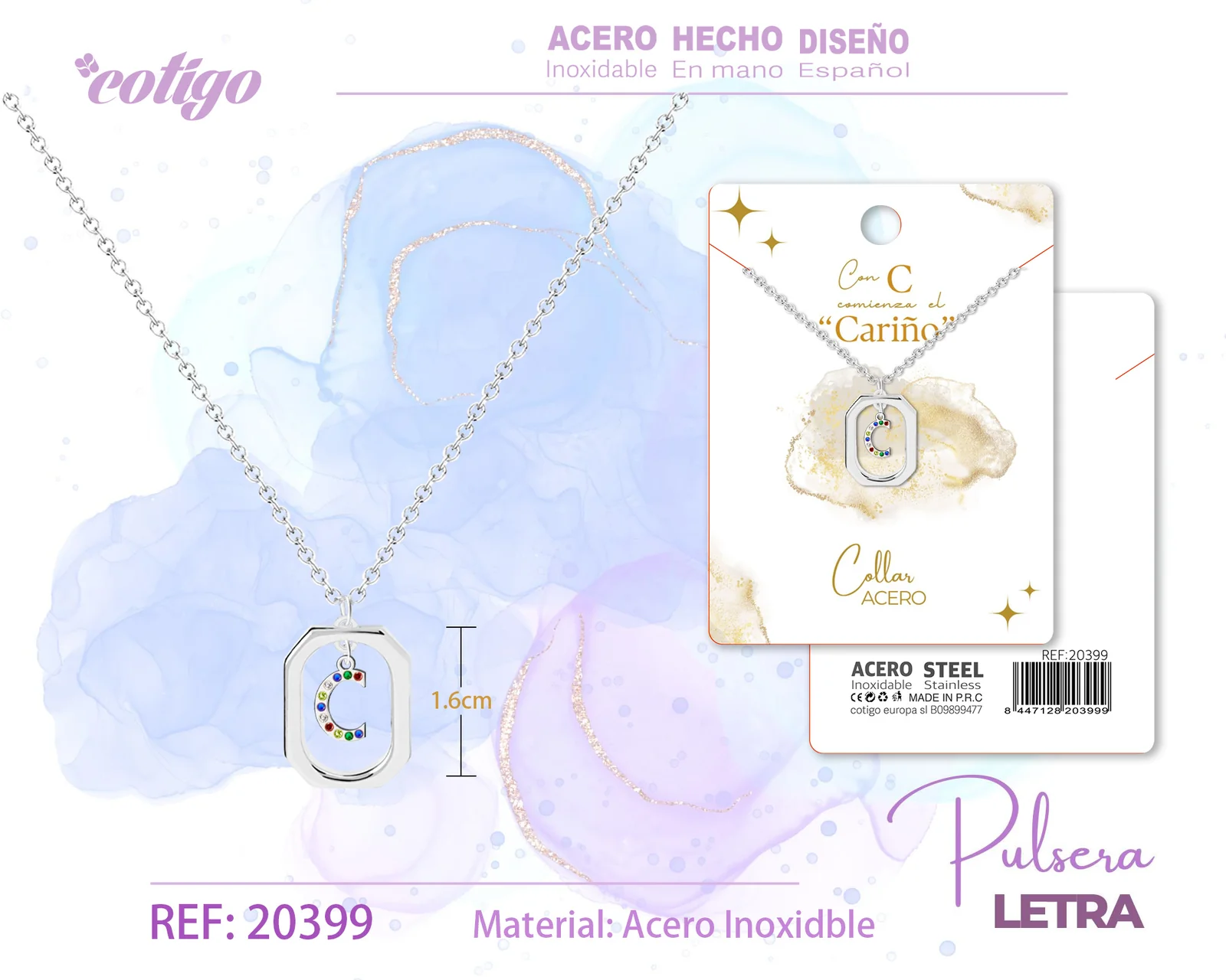COLLAR LETRA C PLATEADO CON CIRCONITAS