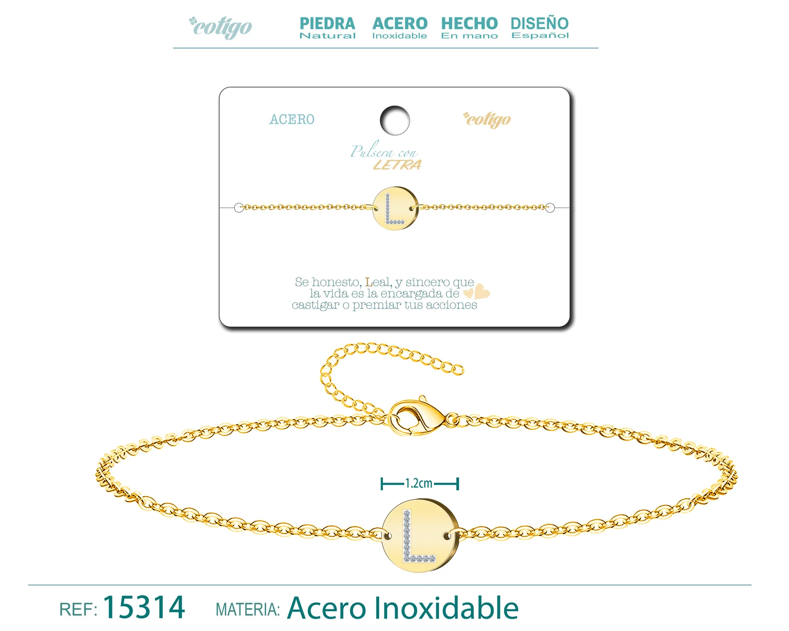 PULSERA LETRA L COLOR DORADO