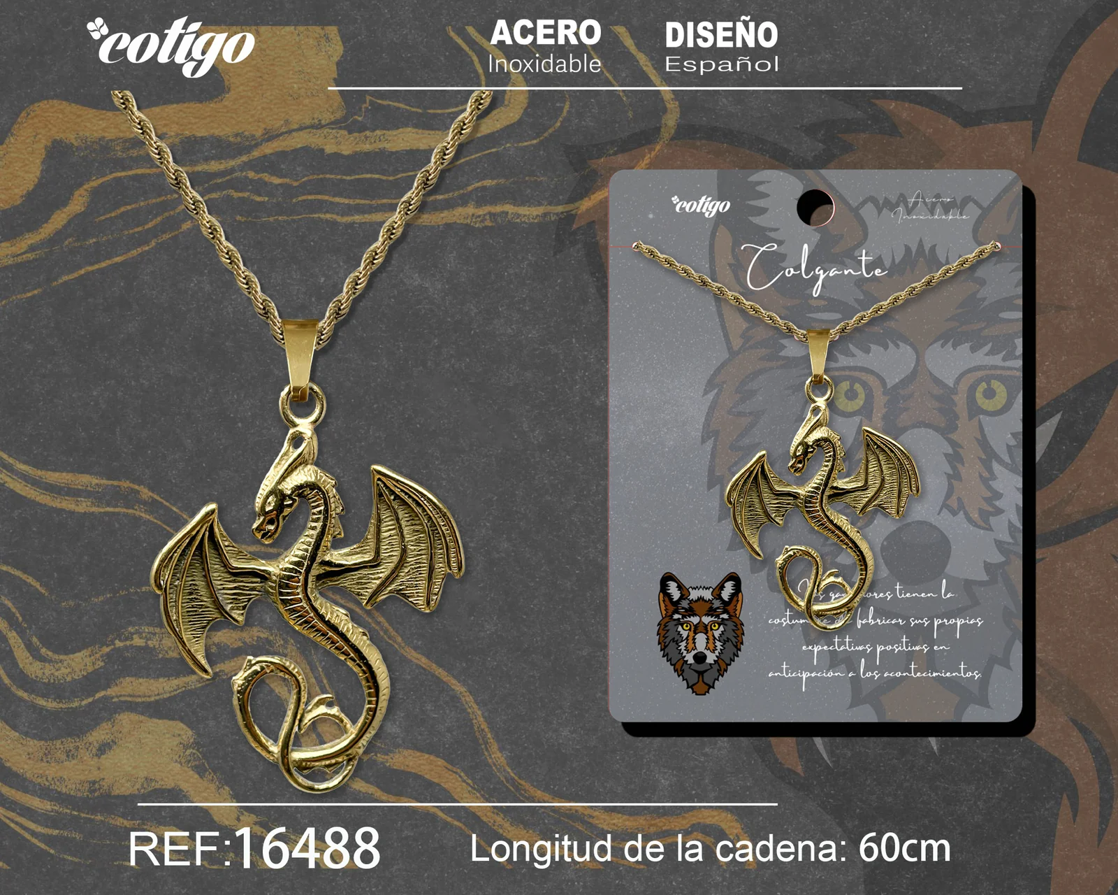 COLGANTE HOMBRE ACERO COLOR DORADO