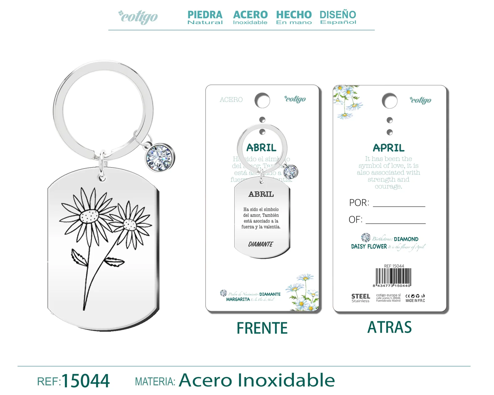 LLAVERO ACERO PARA NACIMIENTO DE ABRIL