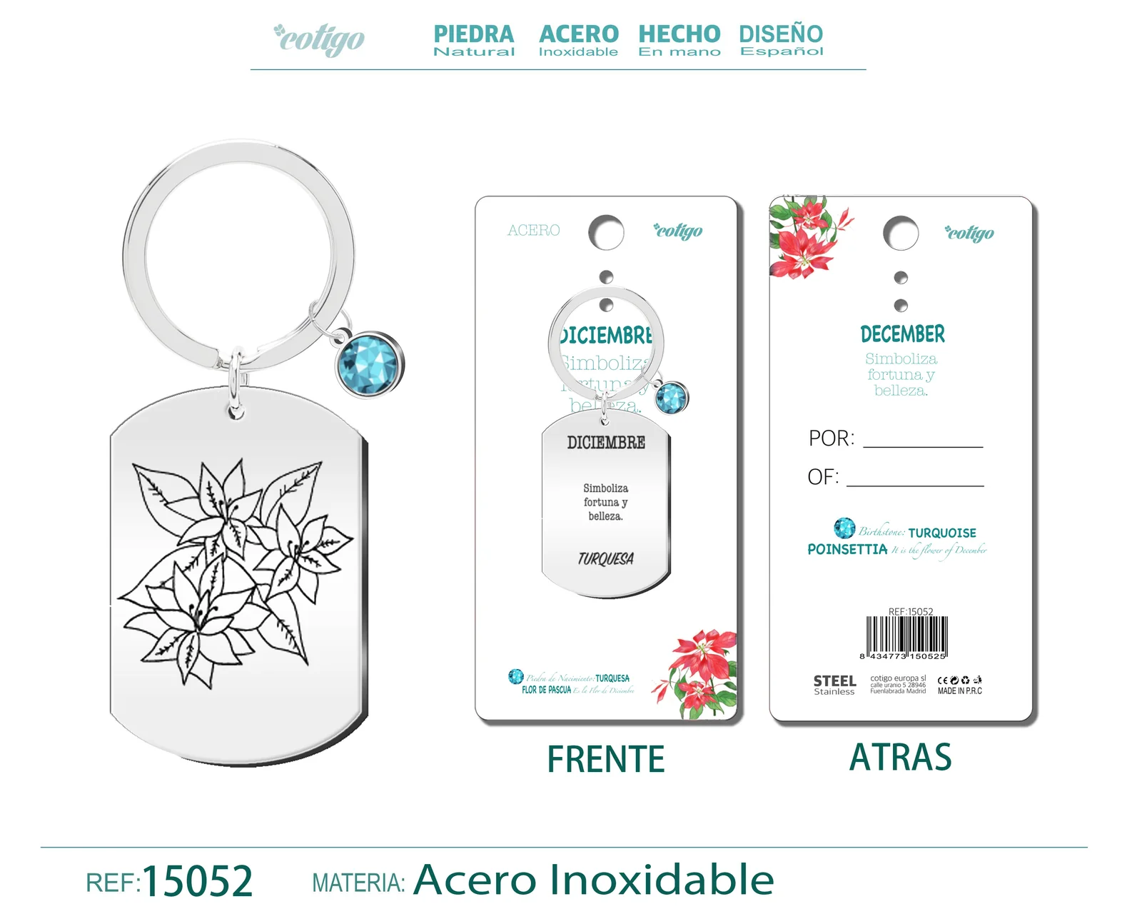LLAVERO ACERO PARA NACIMIENTO DE DICIEMBRE