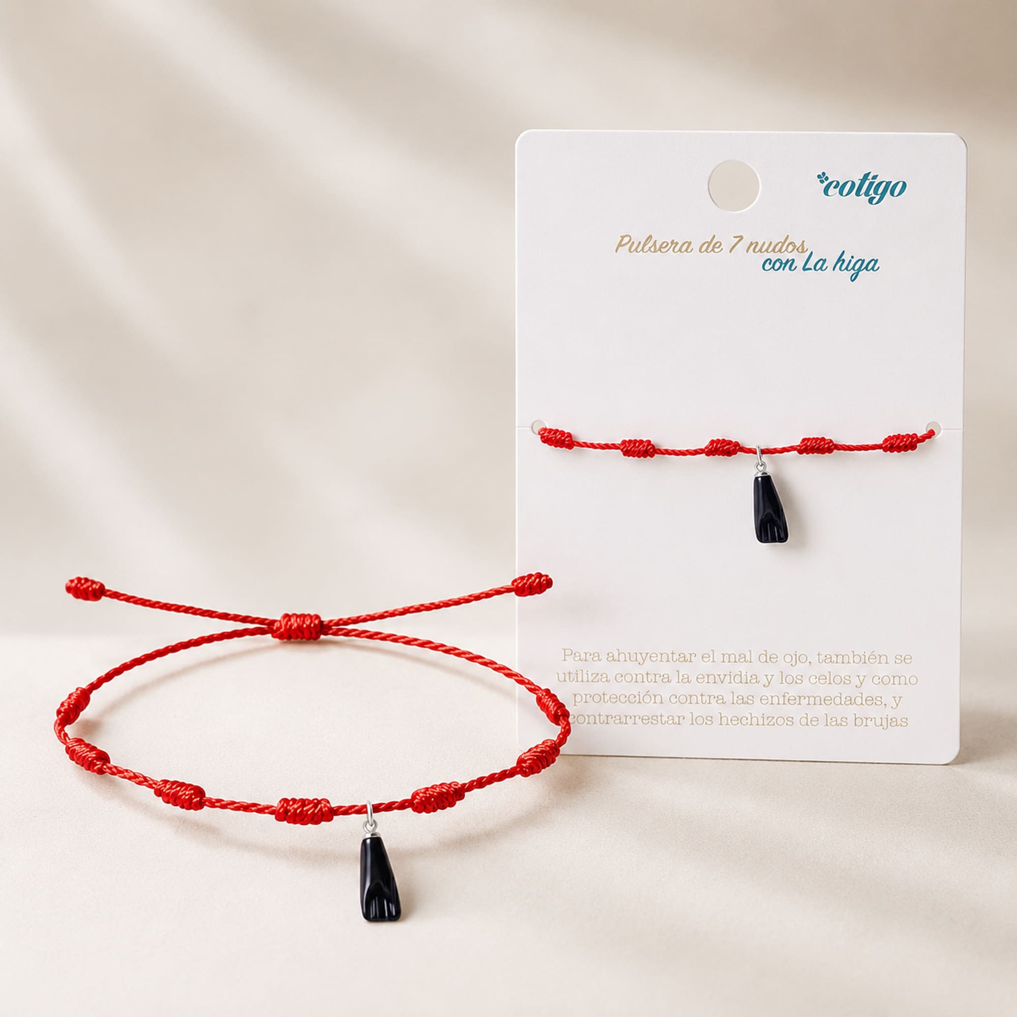 PULSERA 7 NUDOS CON LA HIGA NEGRA