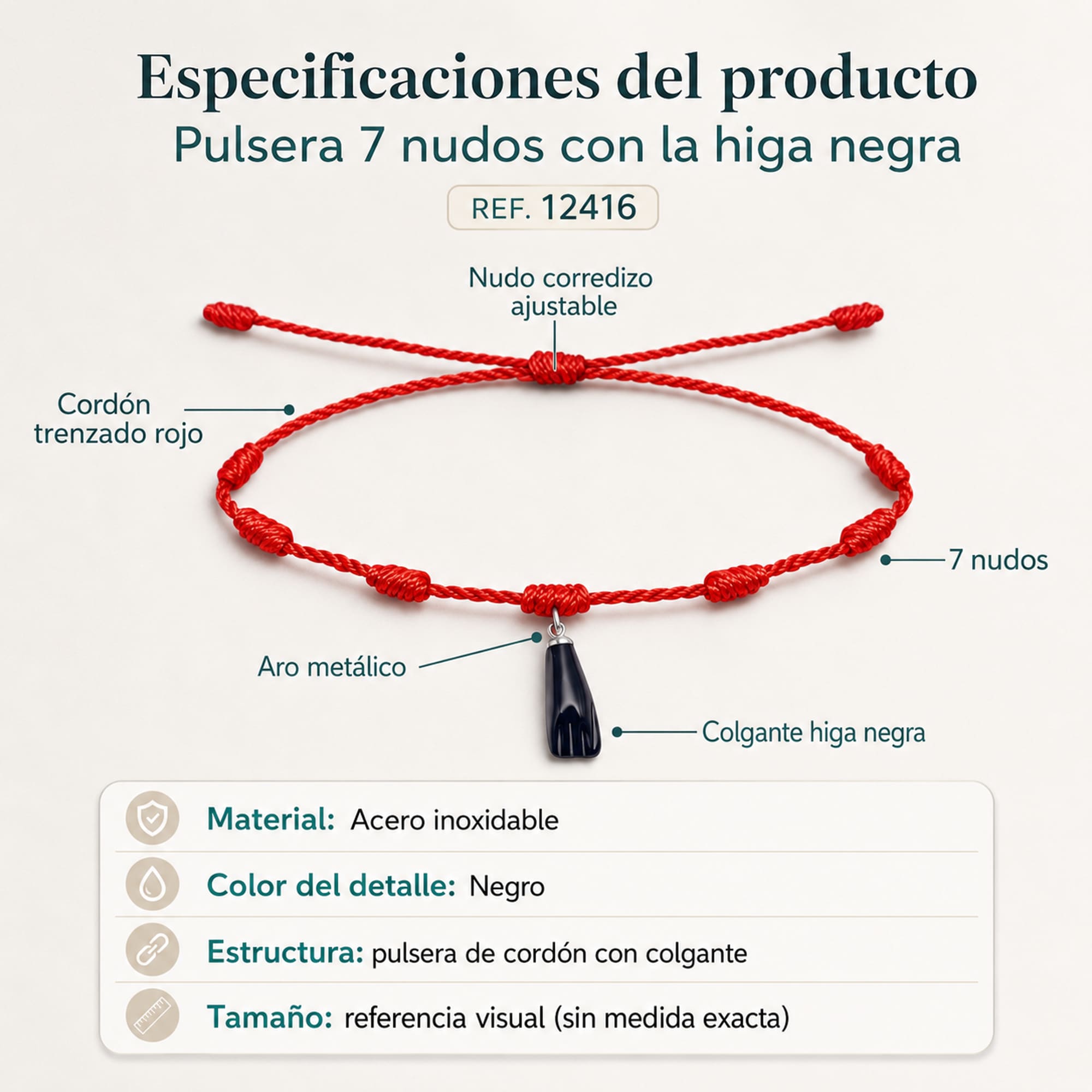 PULSERA 7 NUDOS CON LA HIGA NEGRA