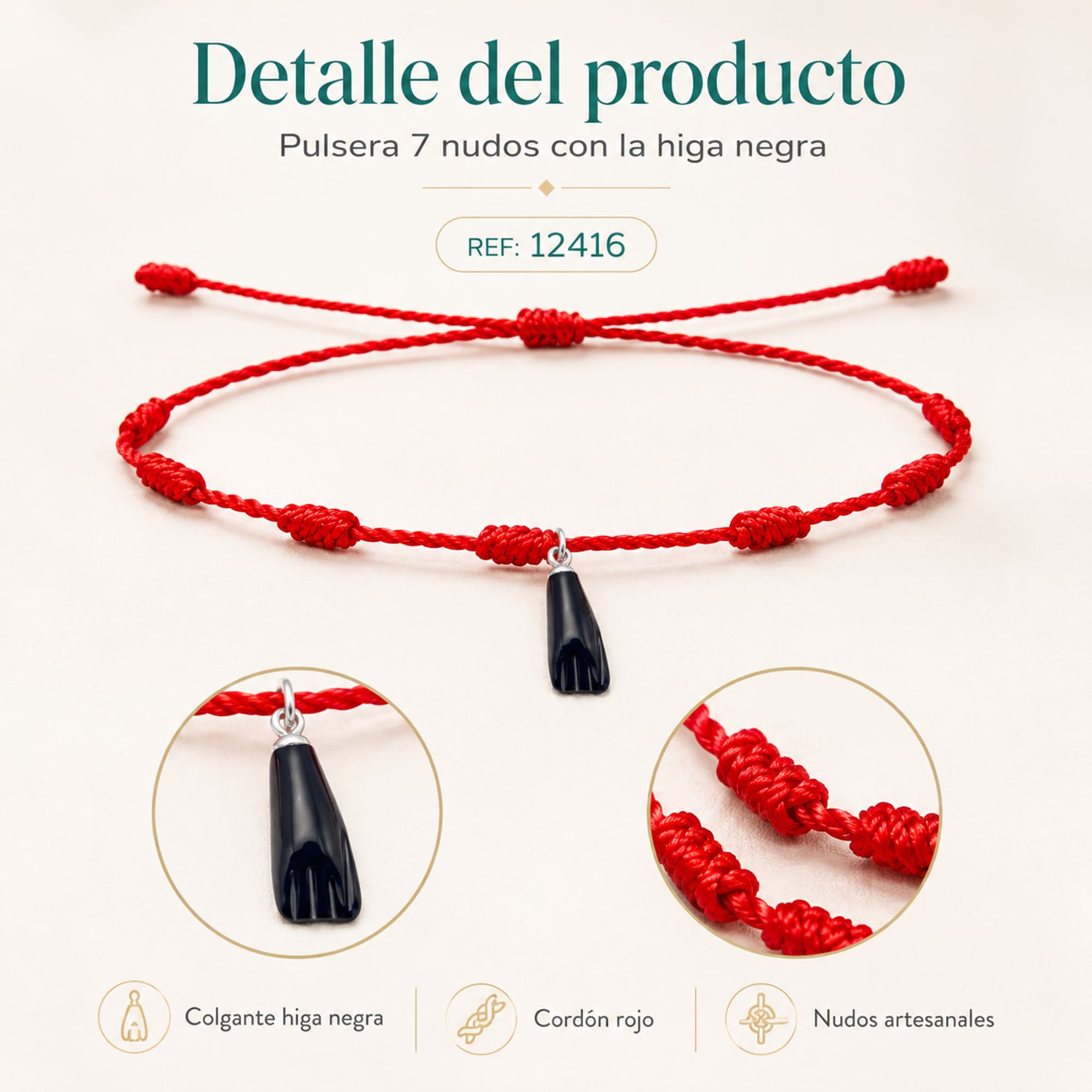 PULSERA 7 NUDOS CON LA HIGA NEGRA