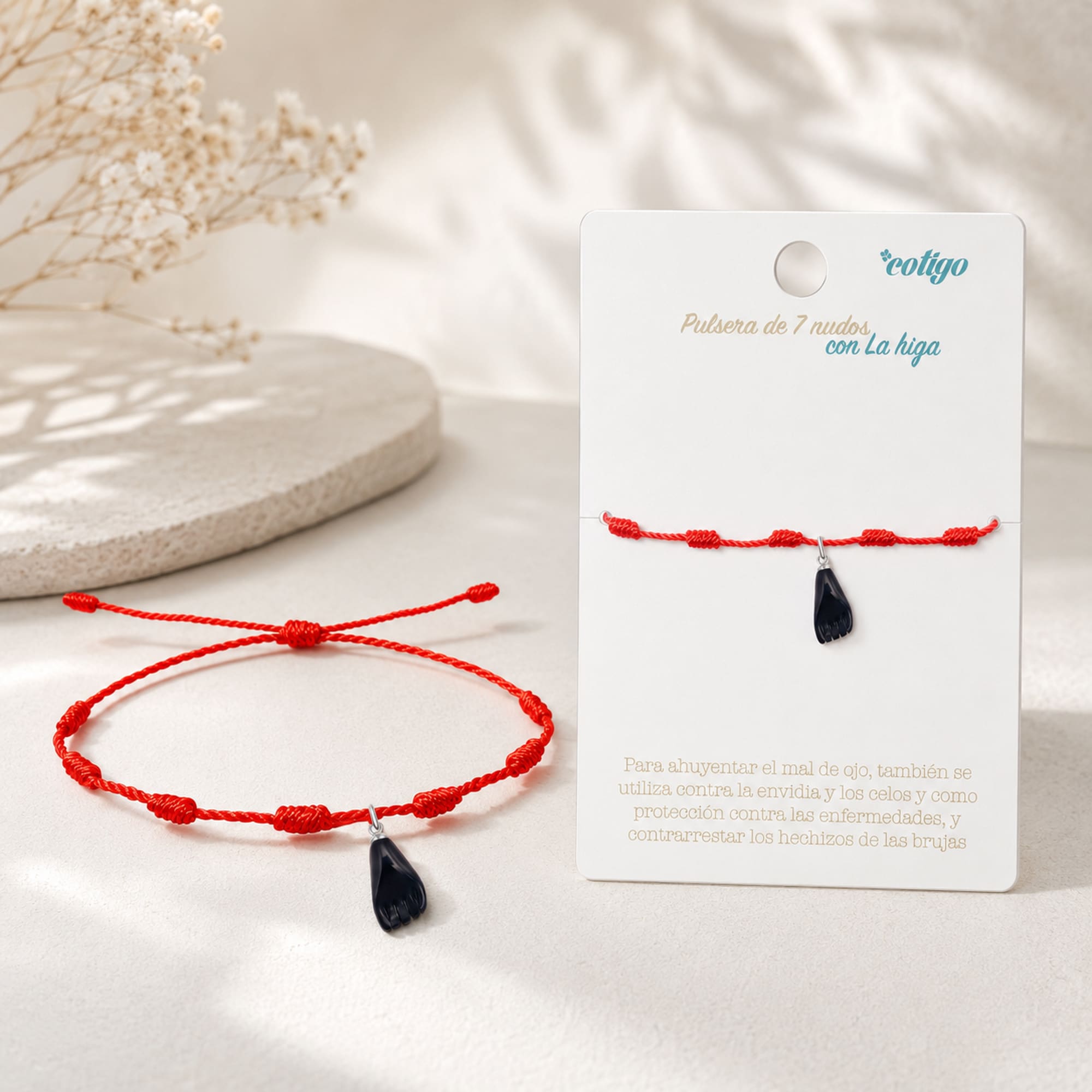 PULSERA 7 NUDOS CON LA HIGA NEGRA