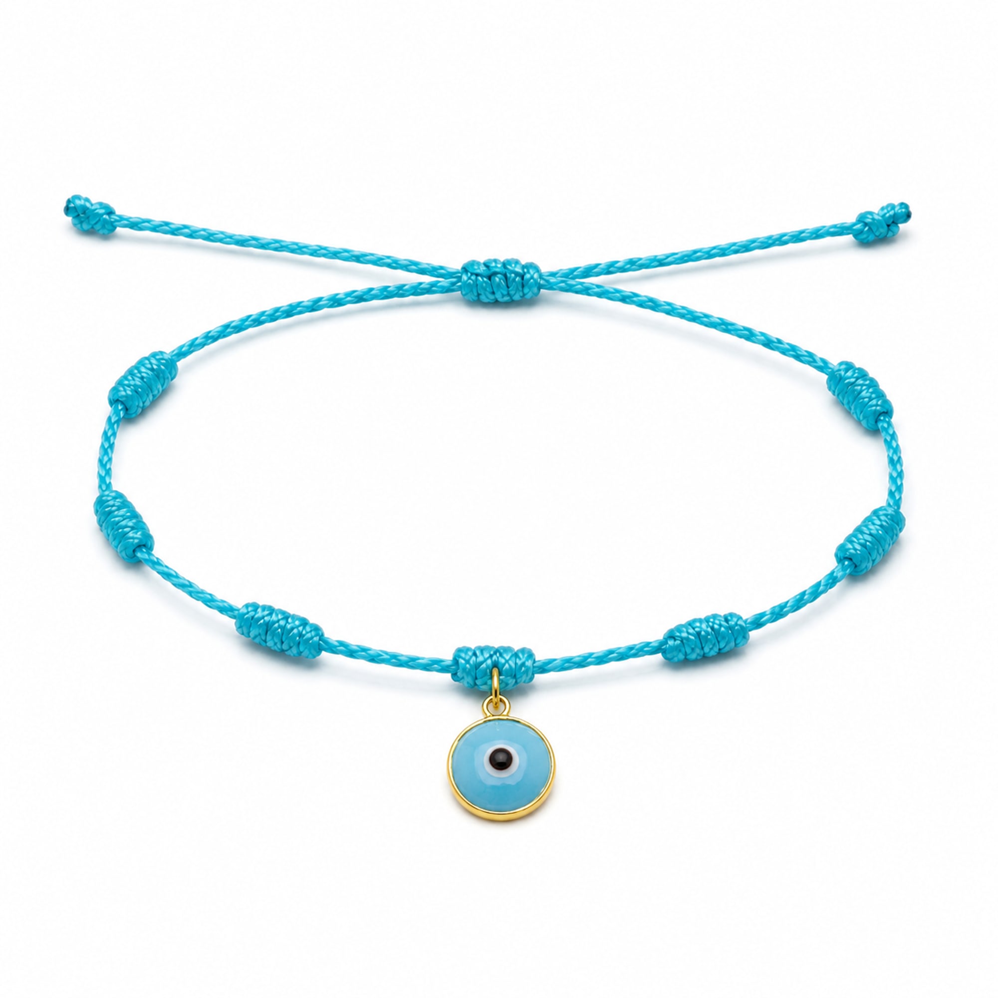 PULSERA 7 NUDOS AZUL CON COLGANTE DE OJO TURCO