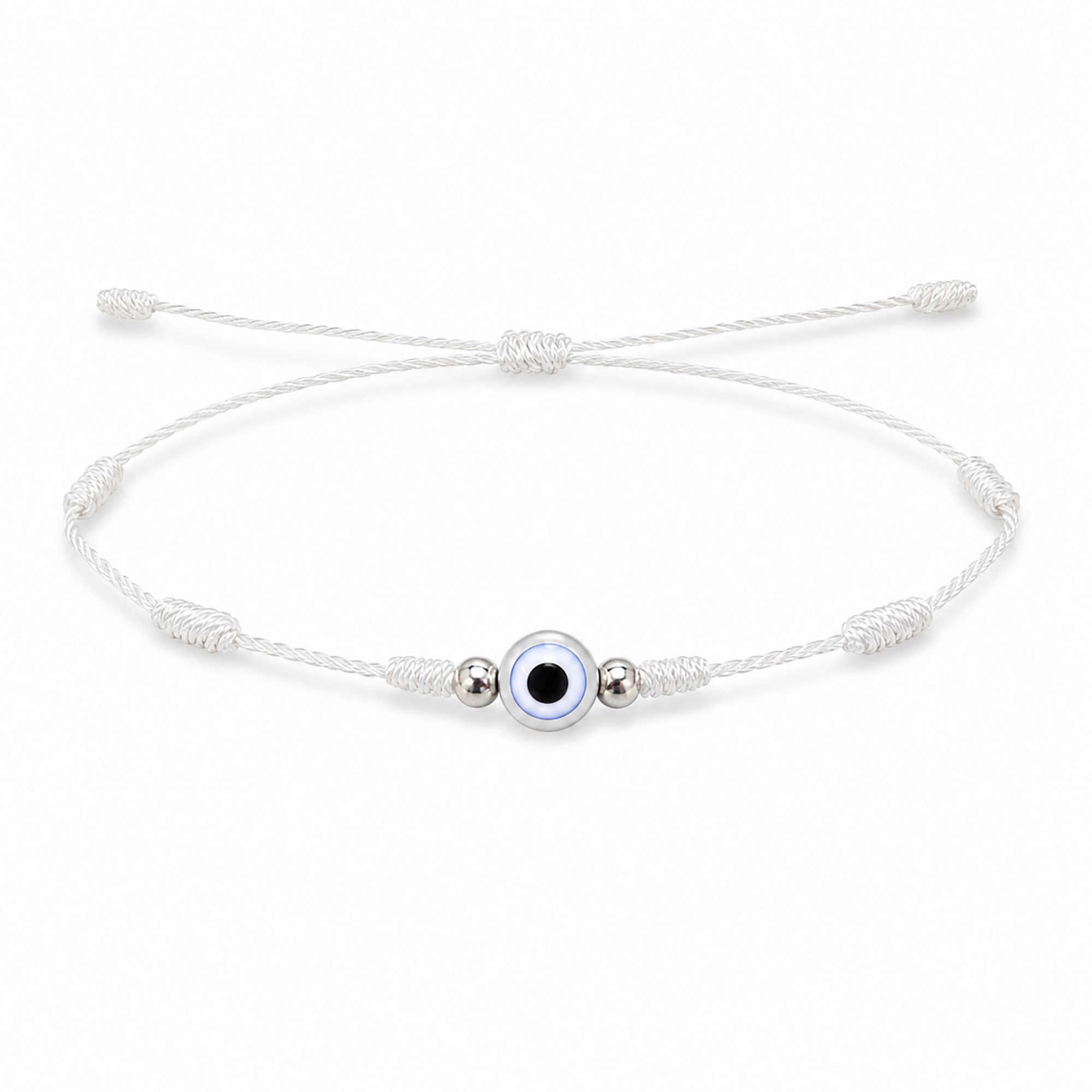 PULSERA 7 NUDOS BLANCO CON OJO TURCO