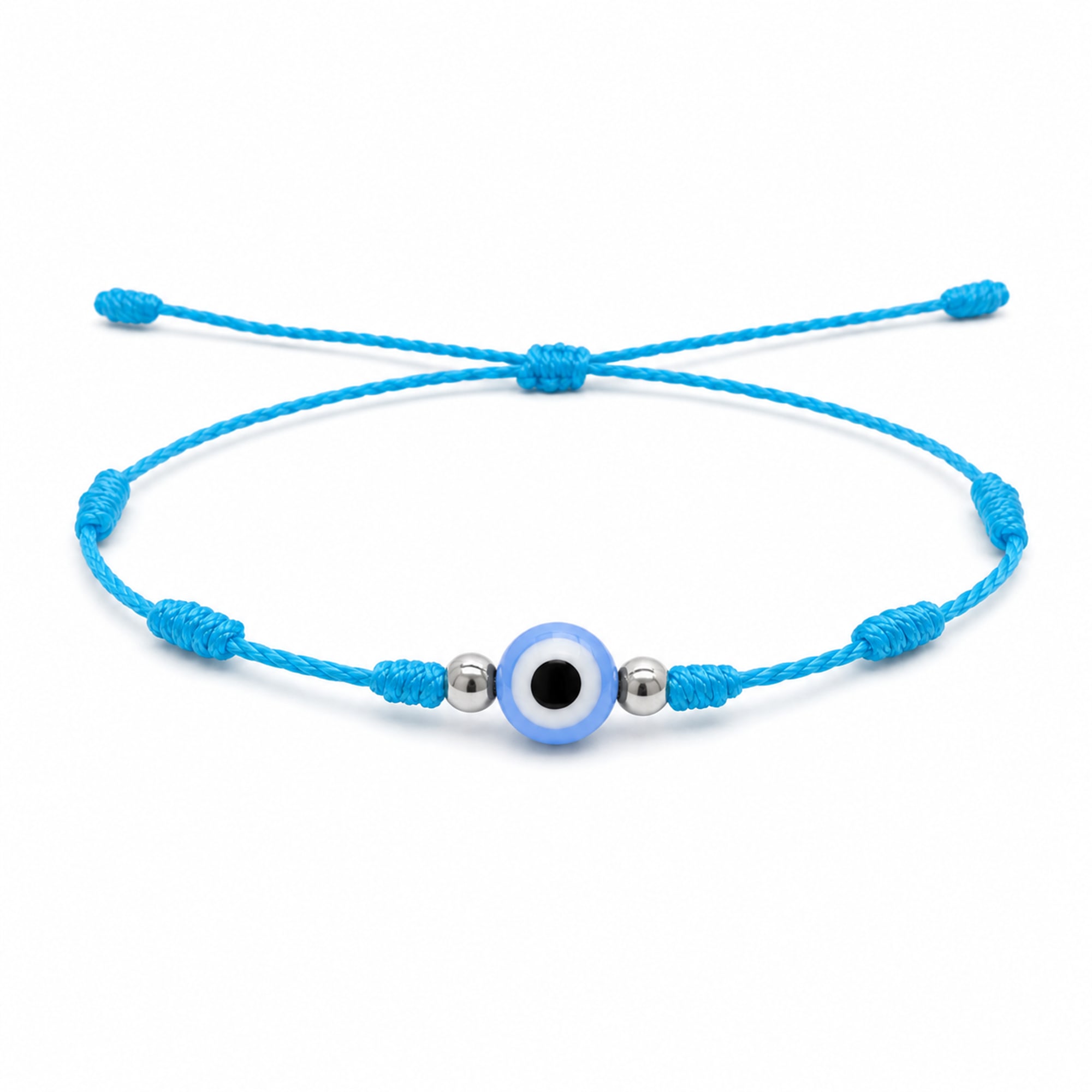 PULSERA 7 NUDOS AZUL CON OJO TURCO