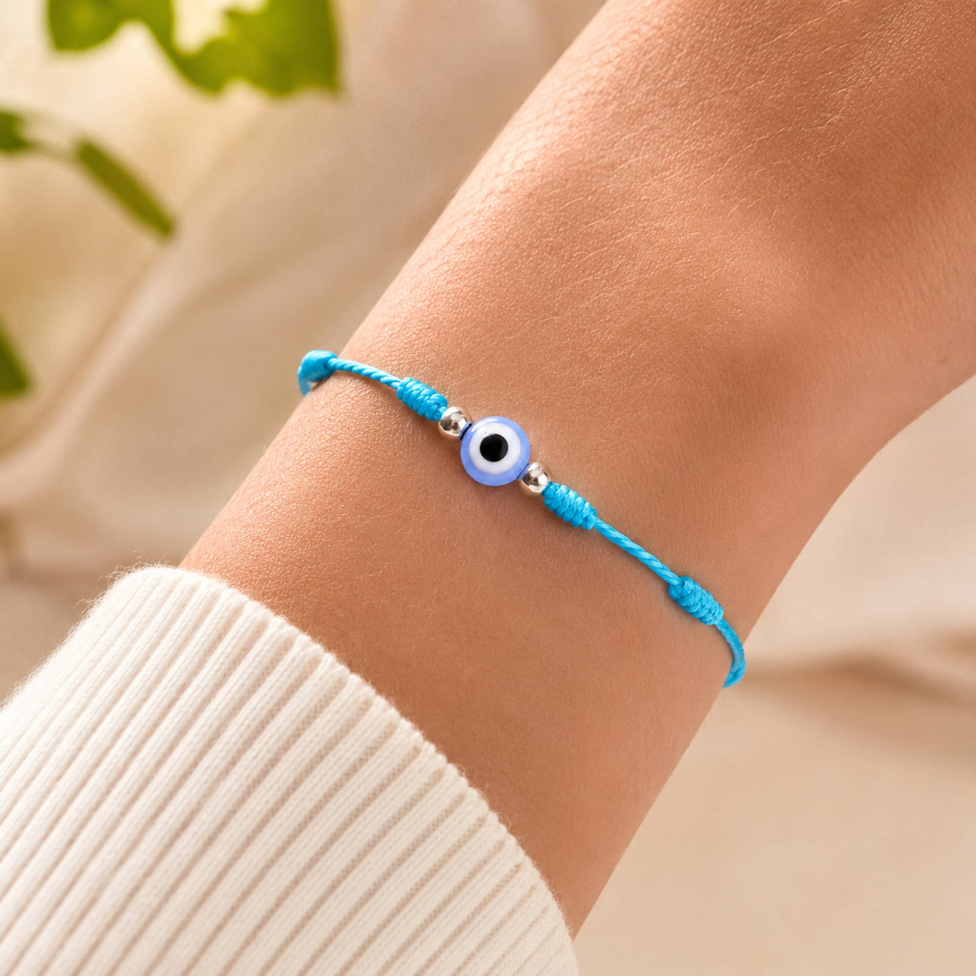 PULSERA 7 NUDOS AZUL CON OJO TURCO