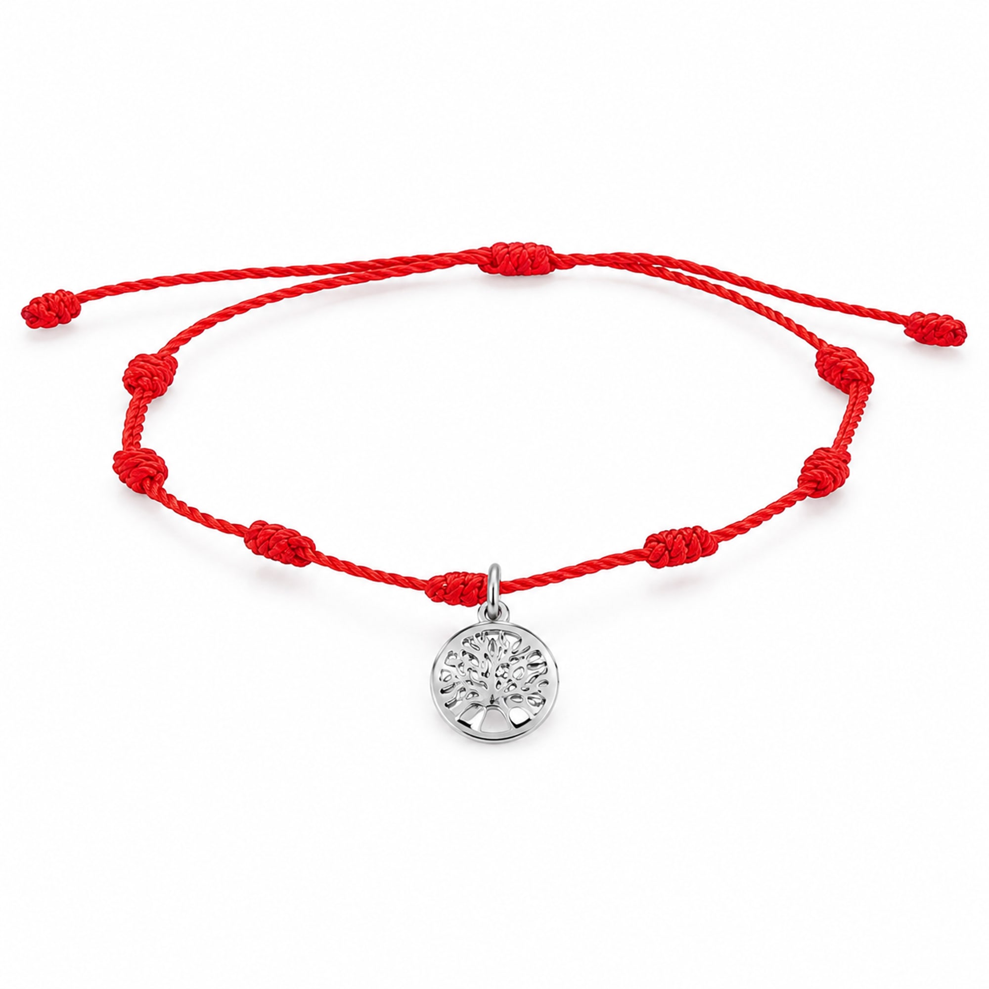 PULSERA 7 NUDOS CON ARBOL DE LA VIDA ACERO PLATEADO