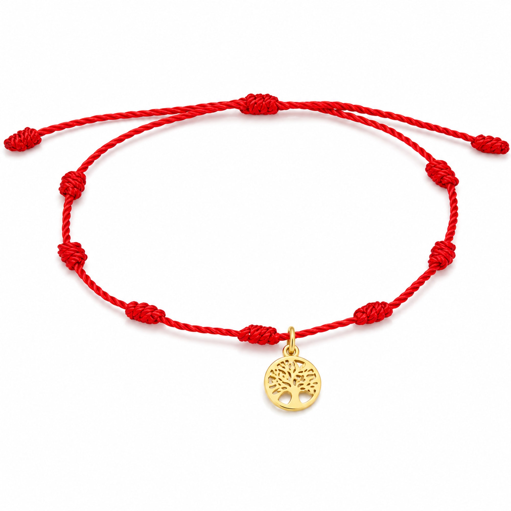 PULSERA 7 NUDOS CON ARBOL DE LA VIDA ACERO DORADO