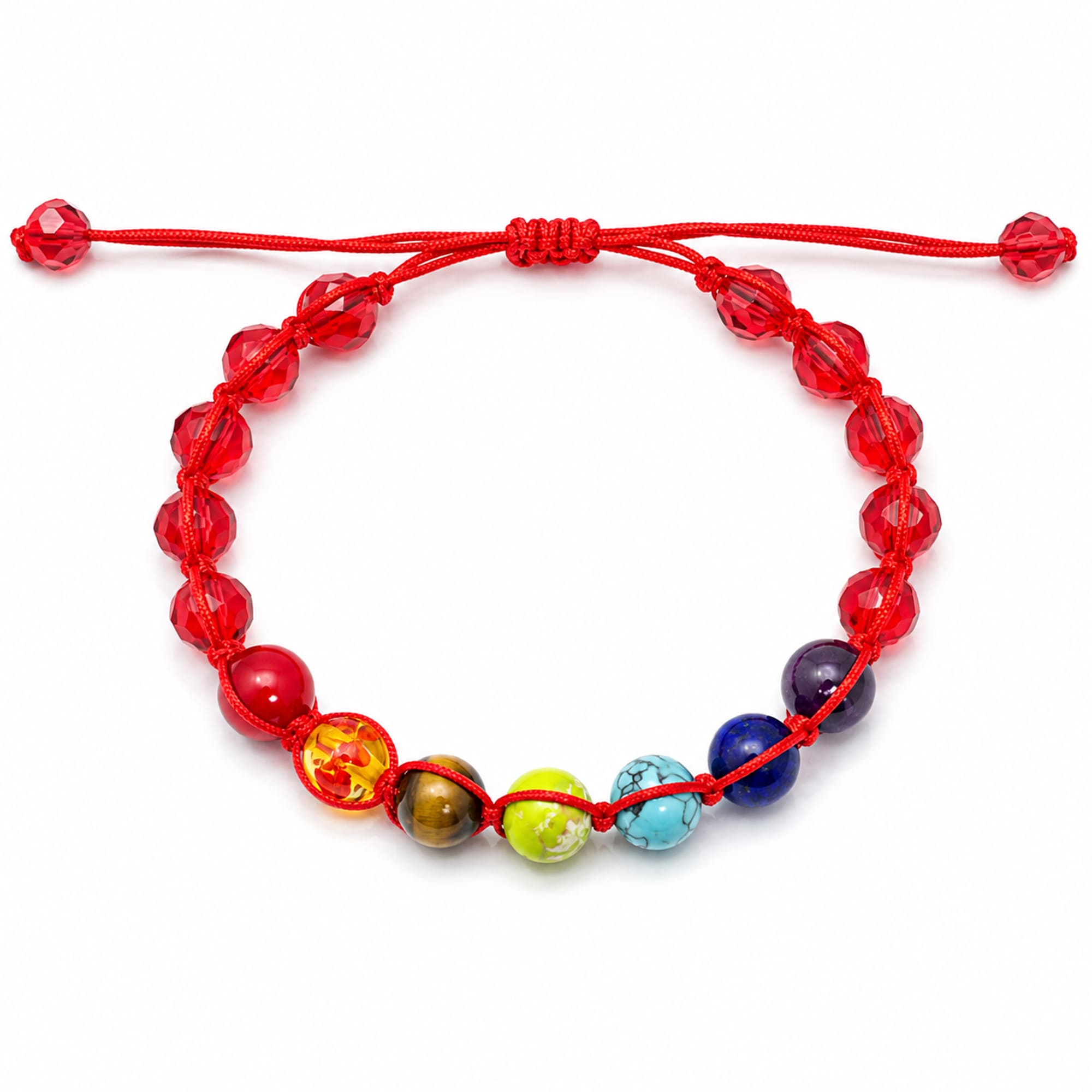 PULSERA 7 CHAKRAS CON CRISTAL DE HILO TRENZADO
