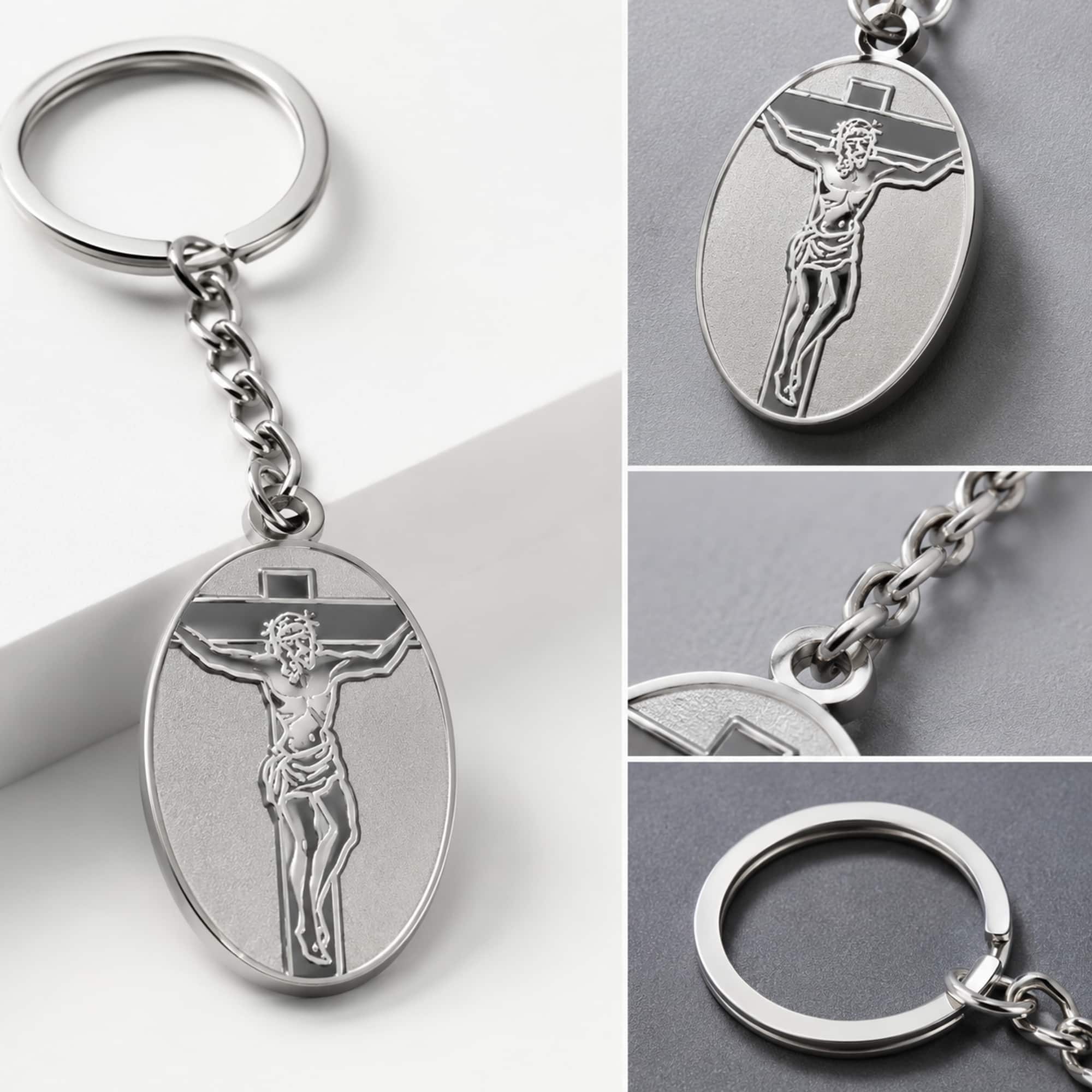 LLAVERO JESÚS ACERO INOXIDABLE