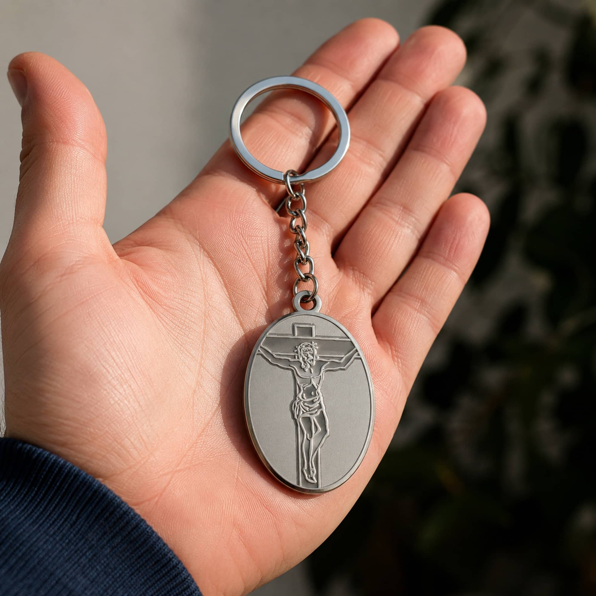 LLAVERO JESÚS ACERO INOXIDABLE