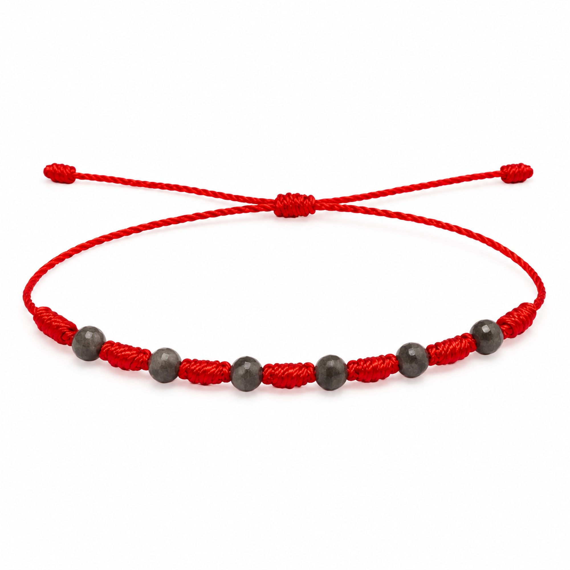 PULSERA 7 NUDOS CON  LABRADORITA NEGRA 4MM