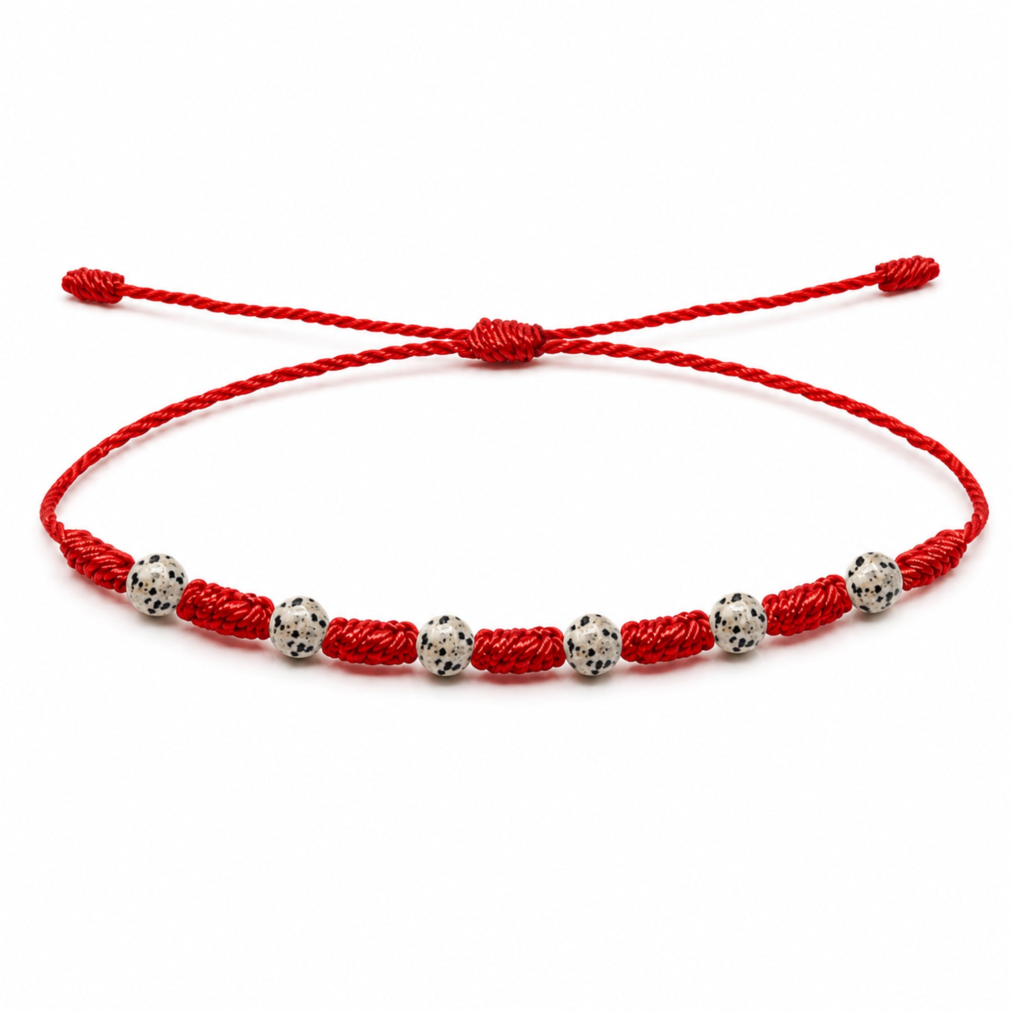 PULSERA 7 NUDOS CON  JASPE DALMATA 4MM