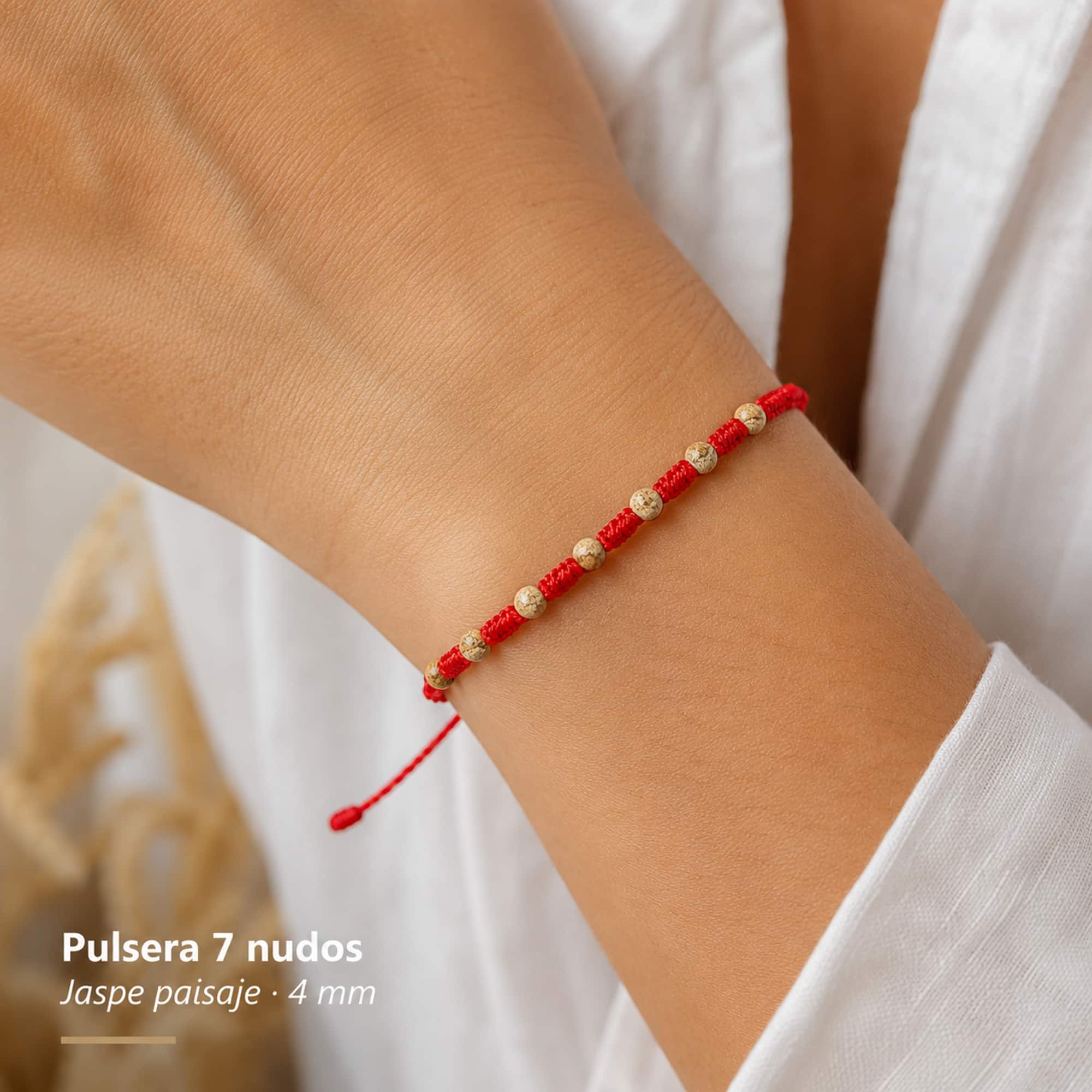 PULSERA 7 NUDOS CON  JASPE PAISAJE 4MM