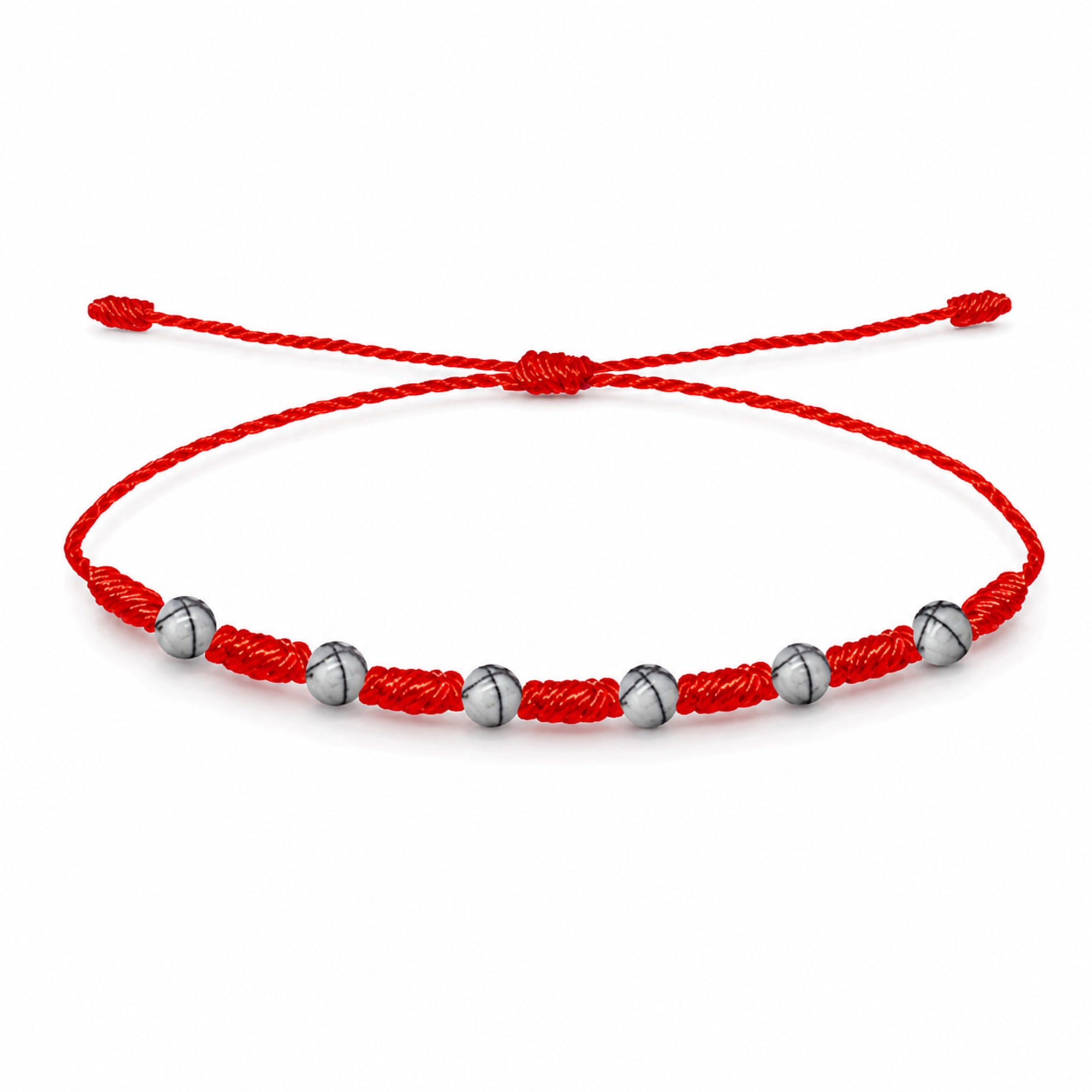 PULSERA 7 NUDOS CON  JASPE DE RED NEGRA 4MM