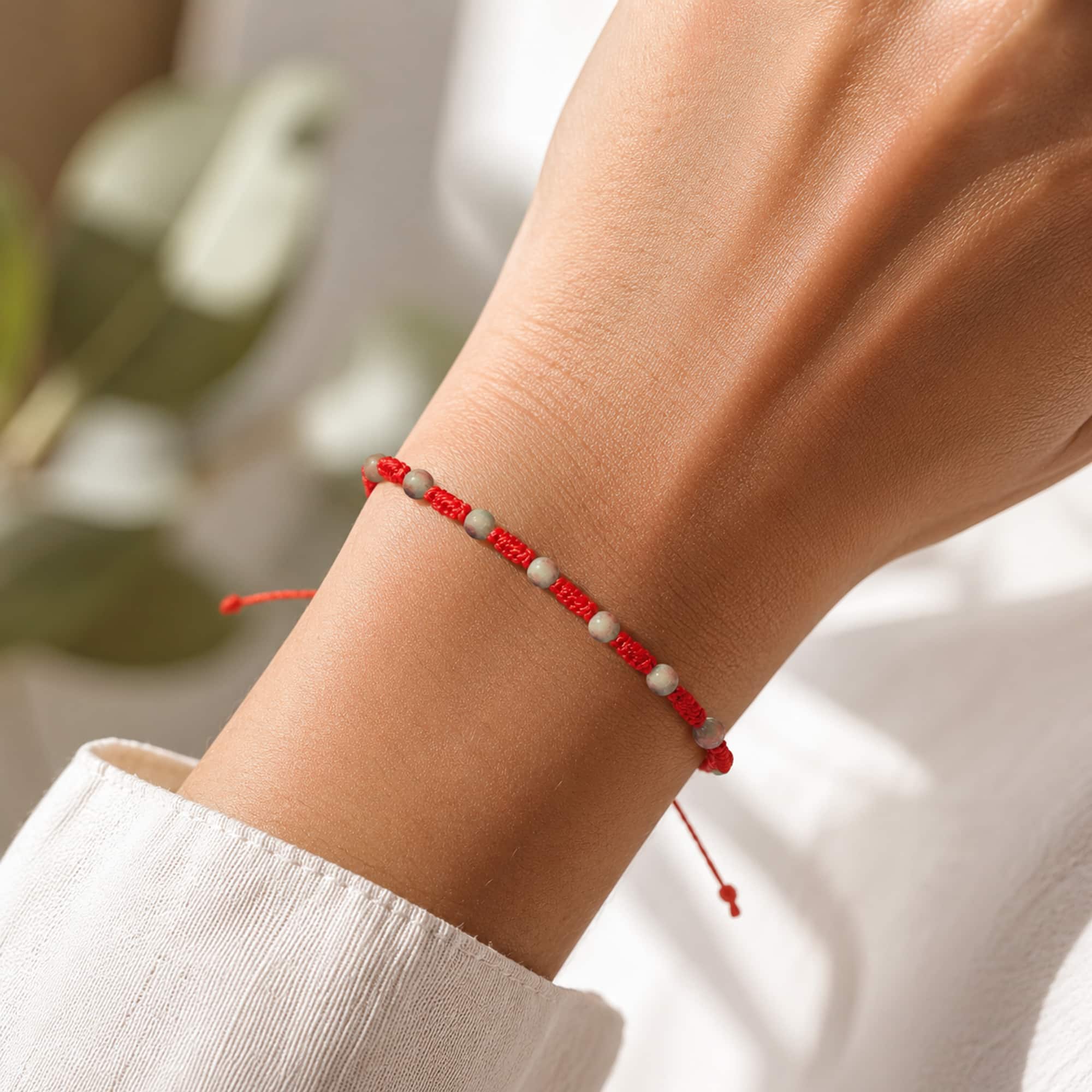 PULSERA 7 NUDOS CON  TURMALINA SANDÍA 4MM