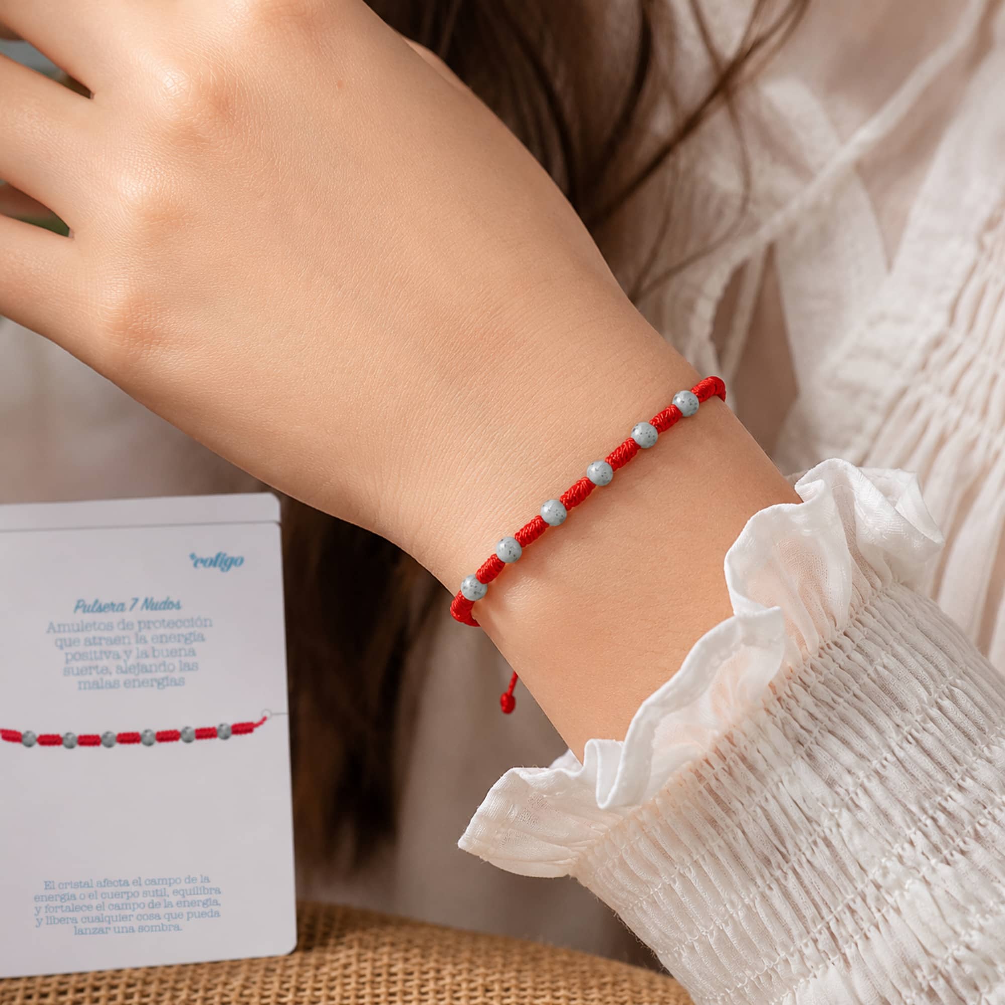 PULSERA 7 NUDOS CON  CUARZO TIANSHANG 4MM