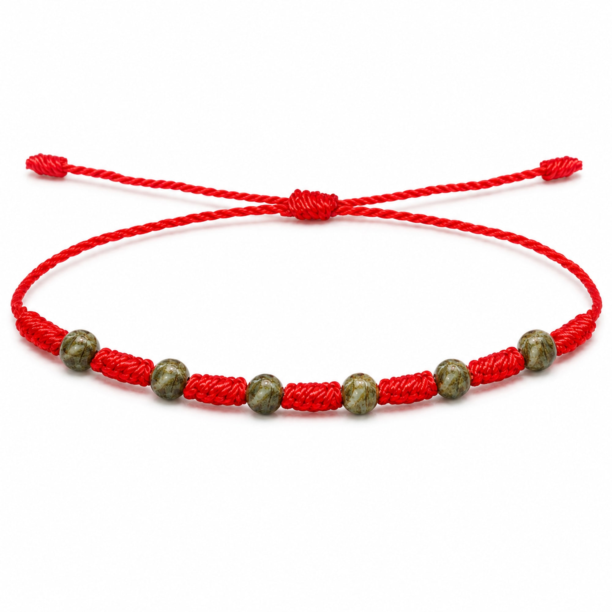 PULSERA 7 NUDOS CON  AGATA DE BAMBÚ 4MM