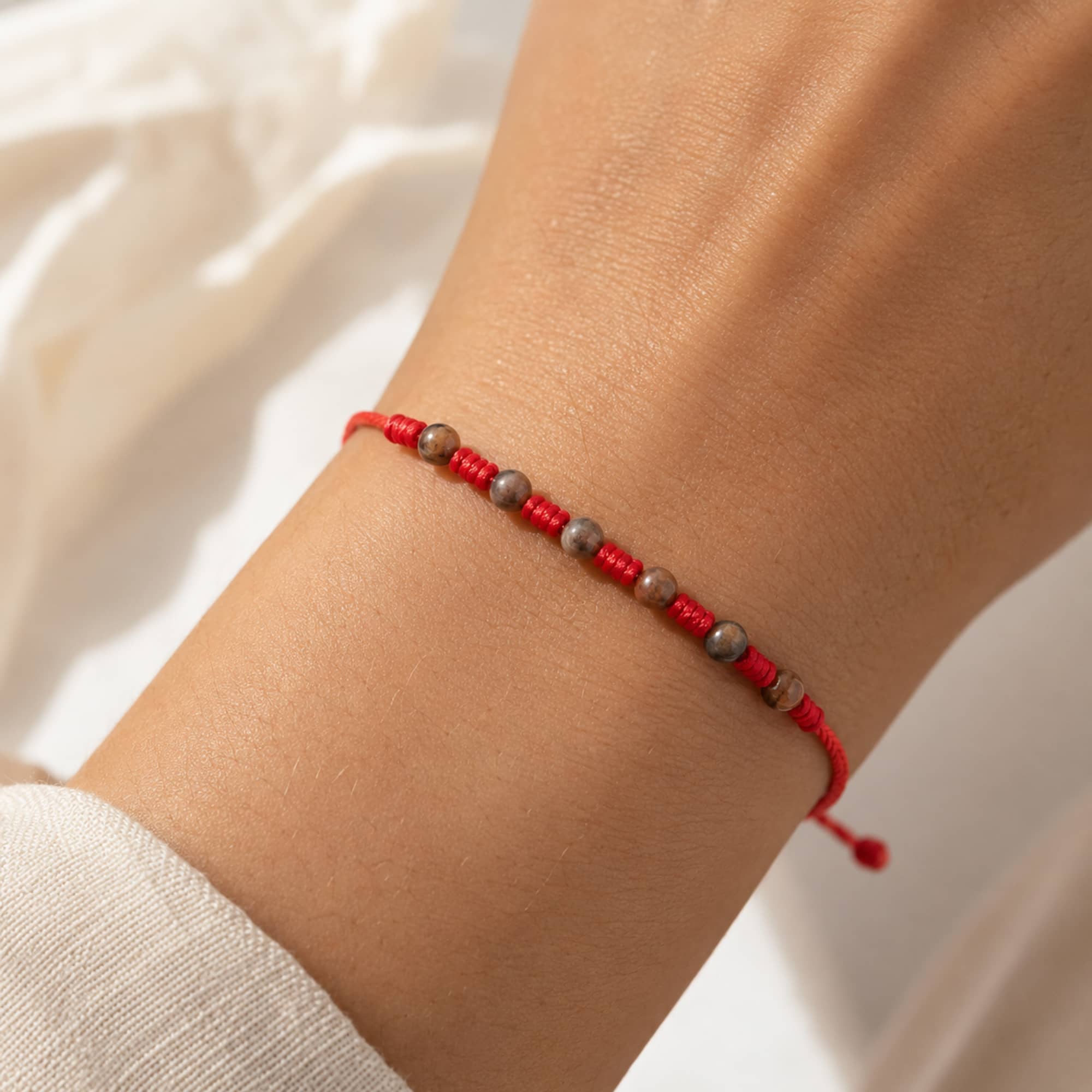 PULSERA 7 NUDOS CON  AGATA ENCAJE LOCO 4MM