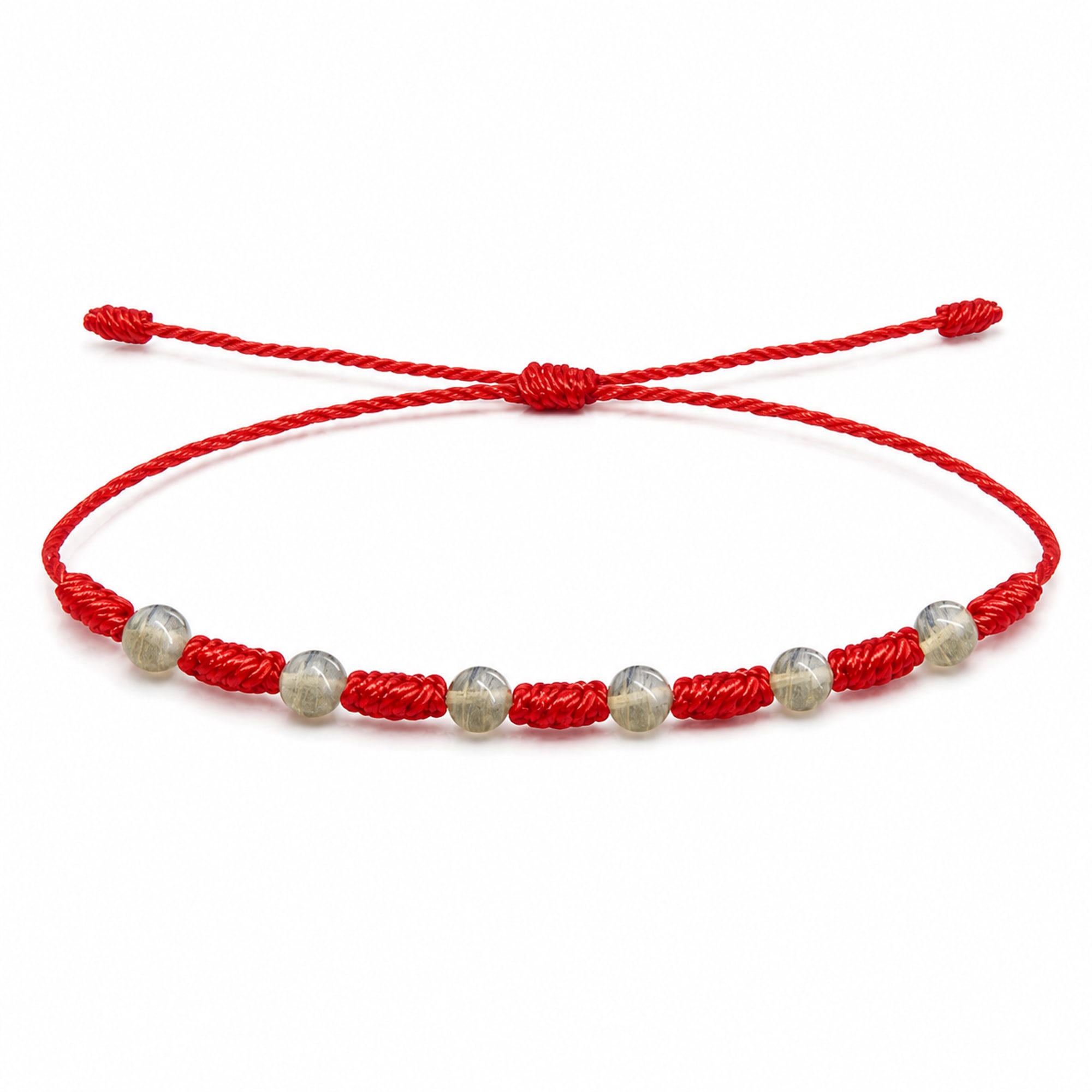 PULSERA 7 NUDOS CON  CUARZO TE DE SANDÍA 4MM