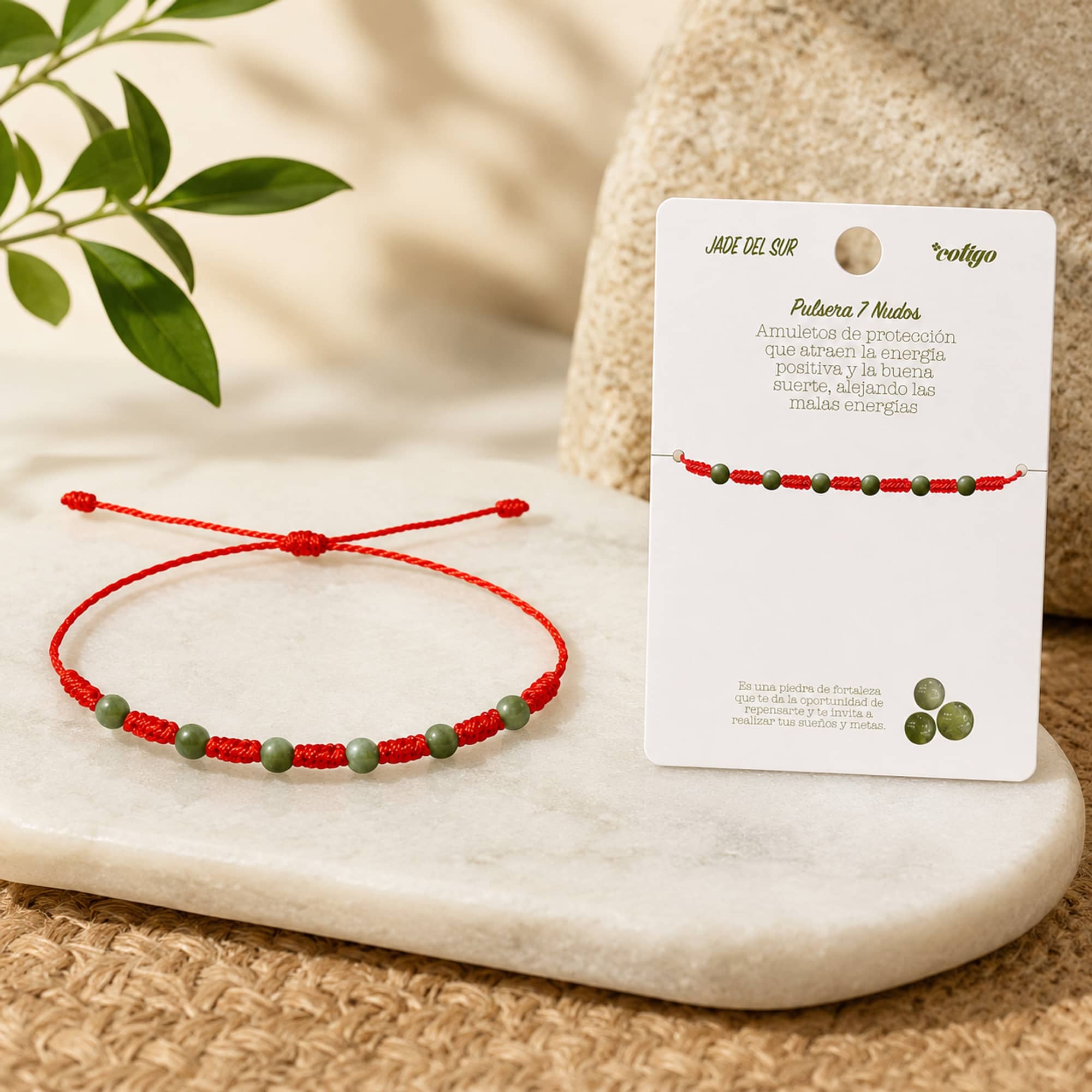 PULSERA 7 NUDOS CON  JADE DEL SUR 4MM
