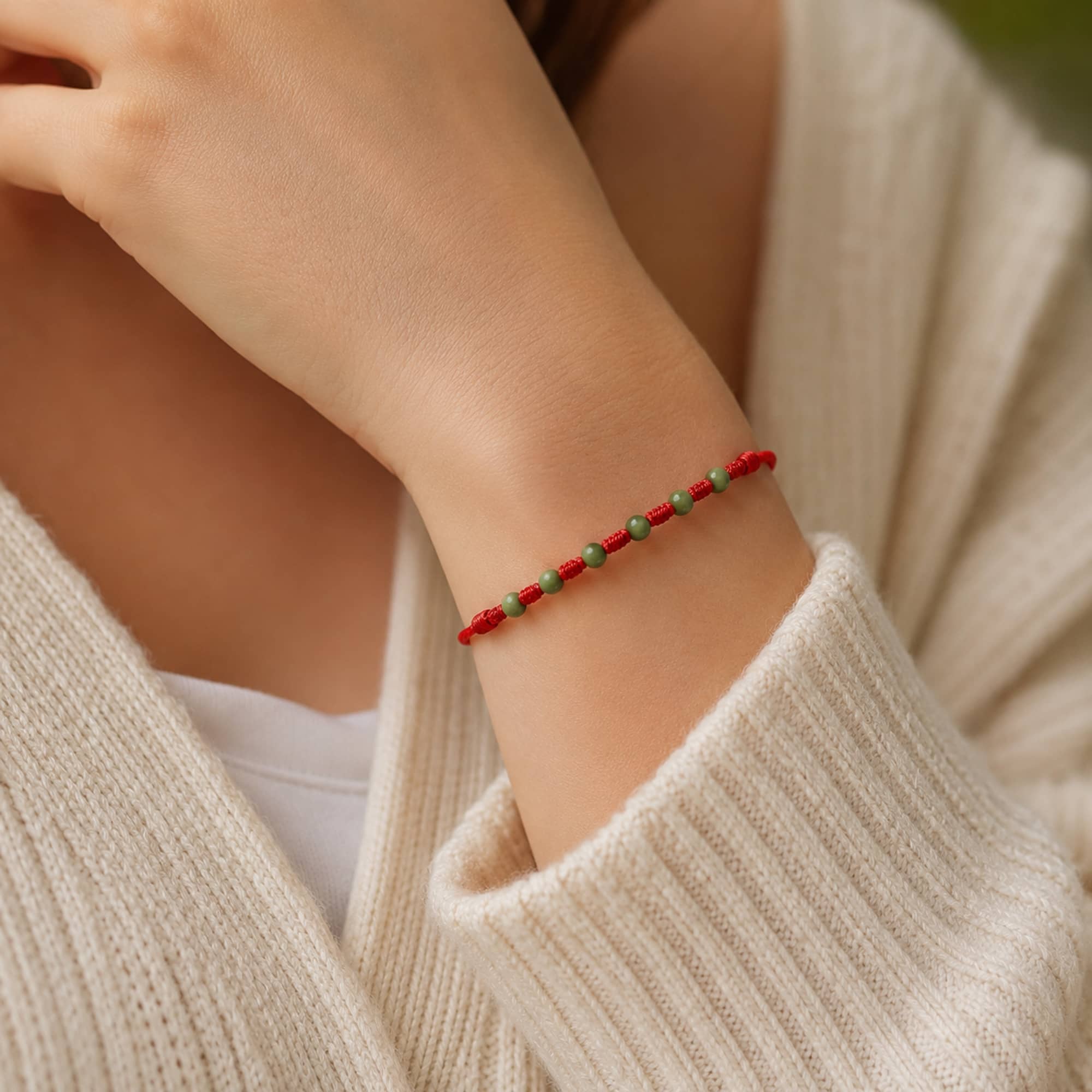 PULSERA 7 NUDOS CON  JADE DEL SUR 4MM