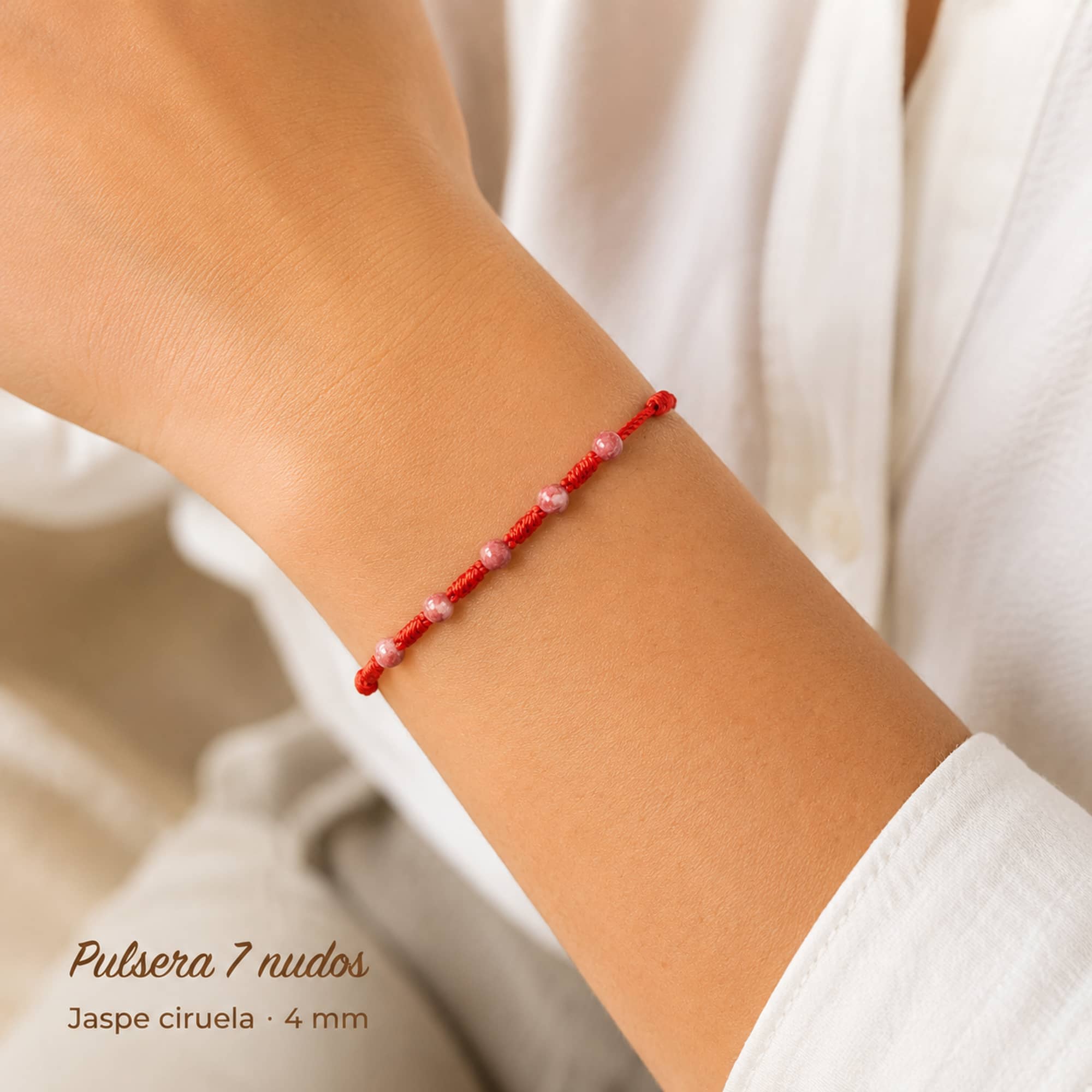 PULSERA 7 NUDOS CON  JASPE CIRUELA 4MM