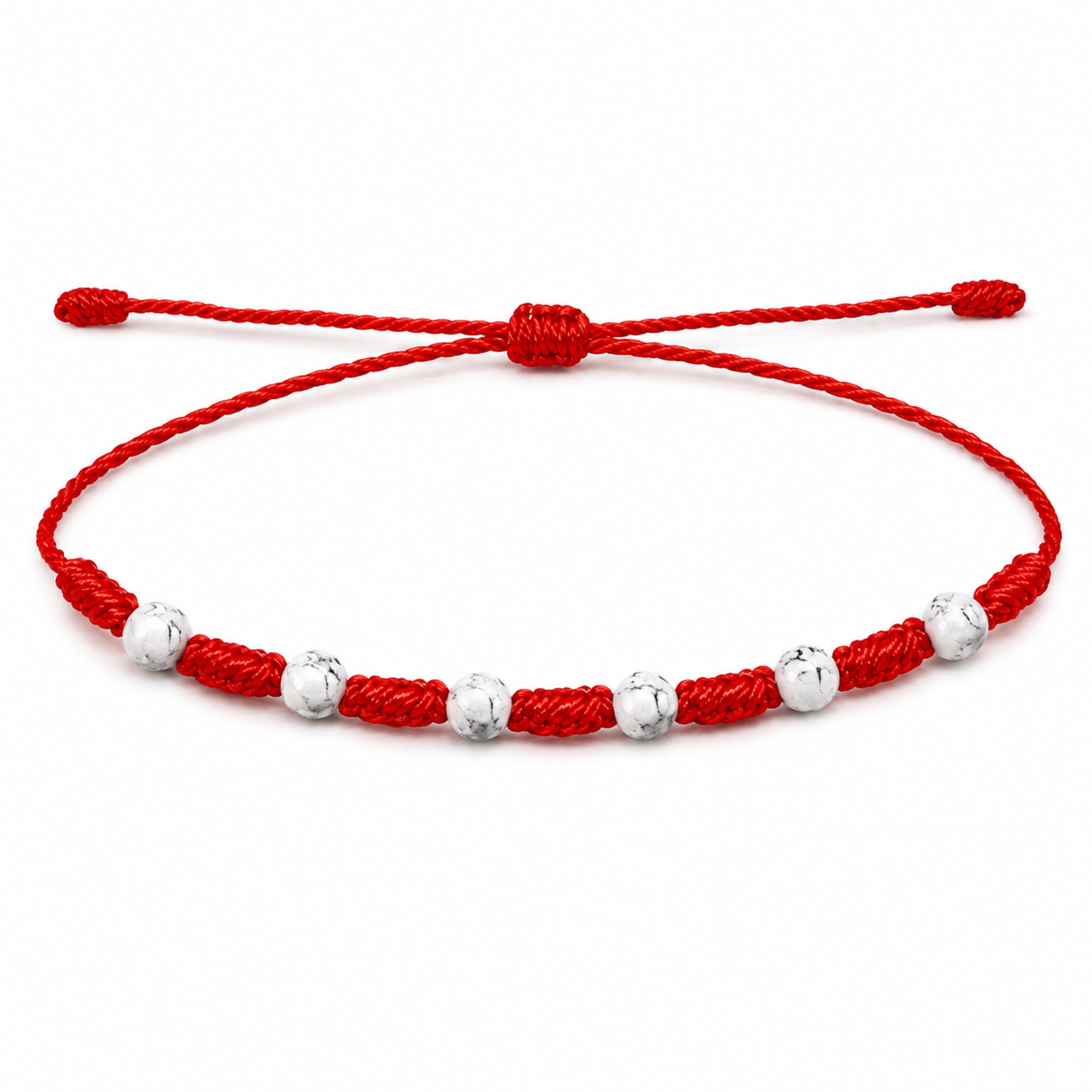 PULSERA 7 NUDOS CON  PIEDRA BALNCO-NEGRA 4MM