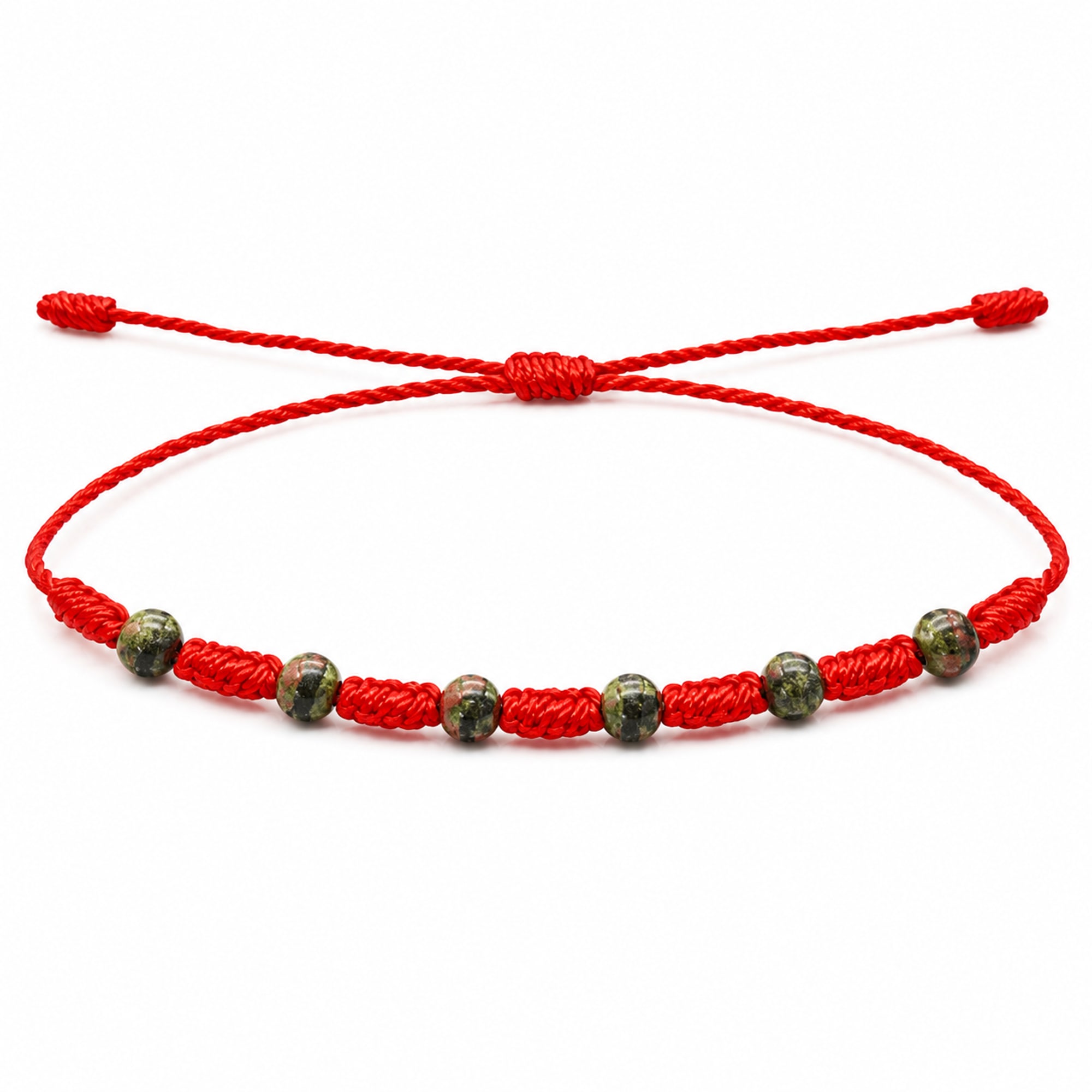 PULSERA 7 NUDOS CON  JASPE SANGRE DE DRAGÓN 4MM
