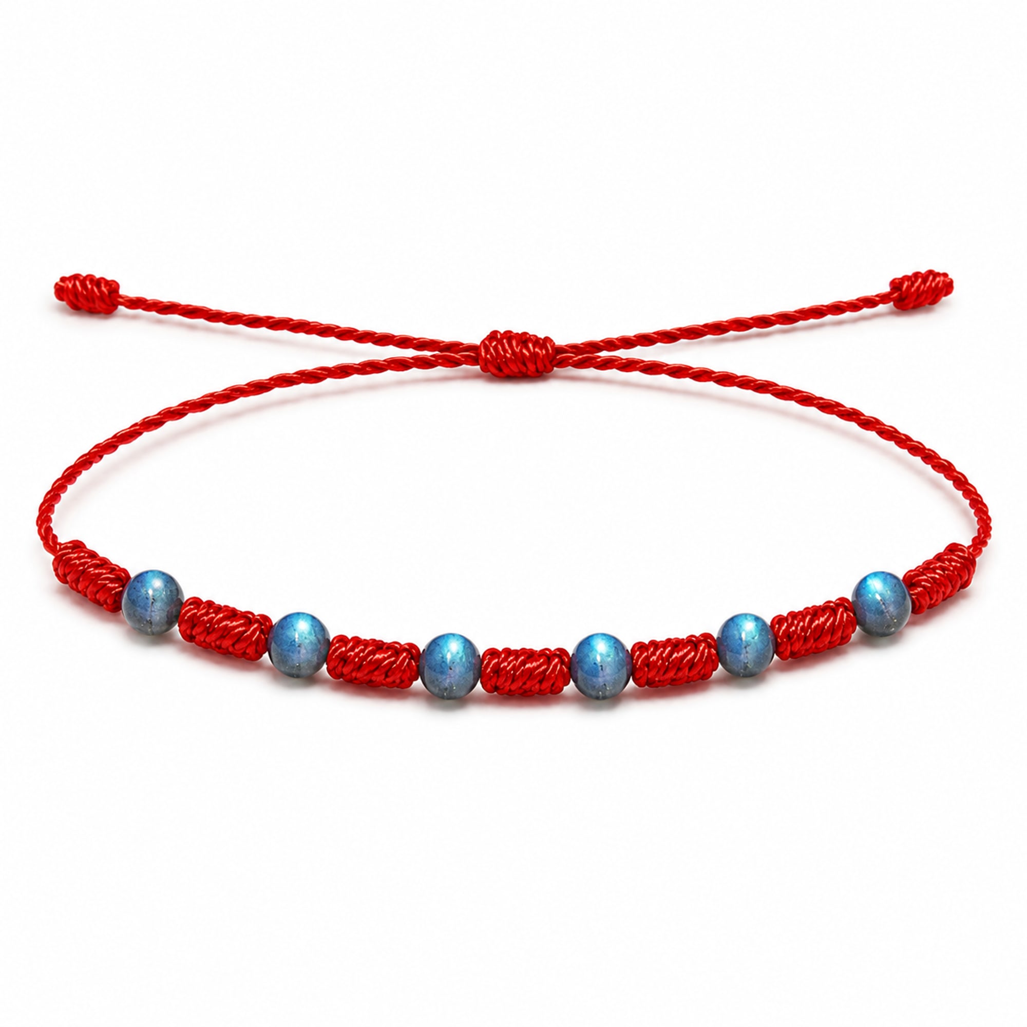 PULSERA 7 NUDOS CON  LABRADORITA GRIS 4MM