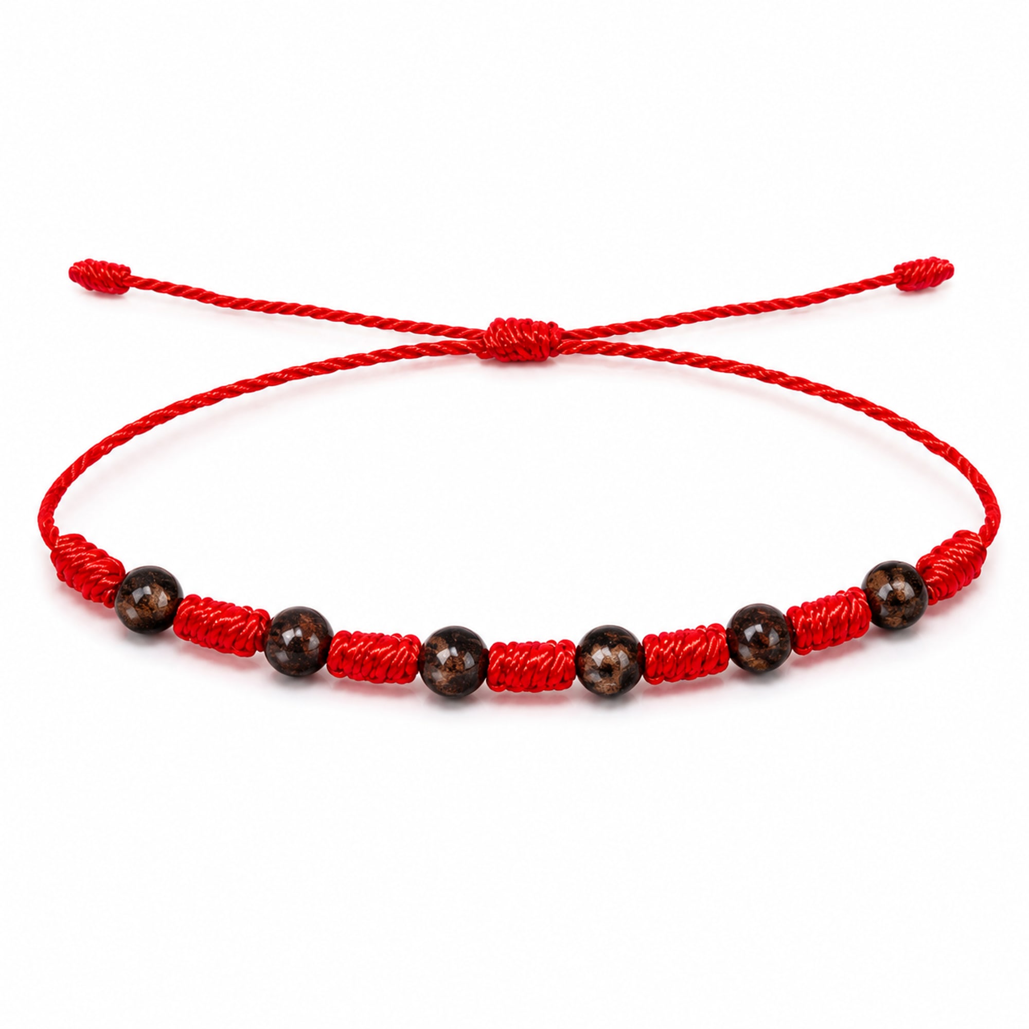 PULSERA 7 NUDOS CON  OBSIDIANA CAOBA 4MM