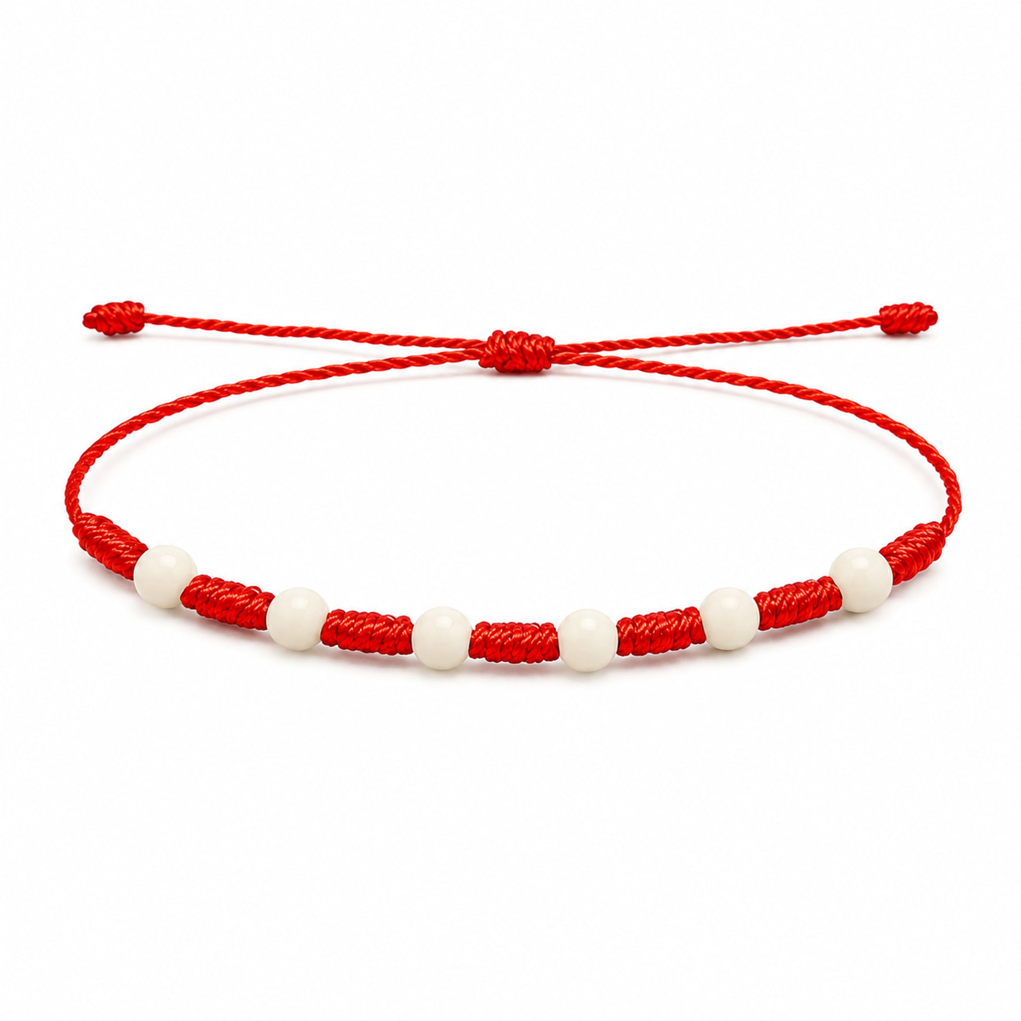 PULSERA 7 NUDOS CON  JASPE BLANCO 4MM