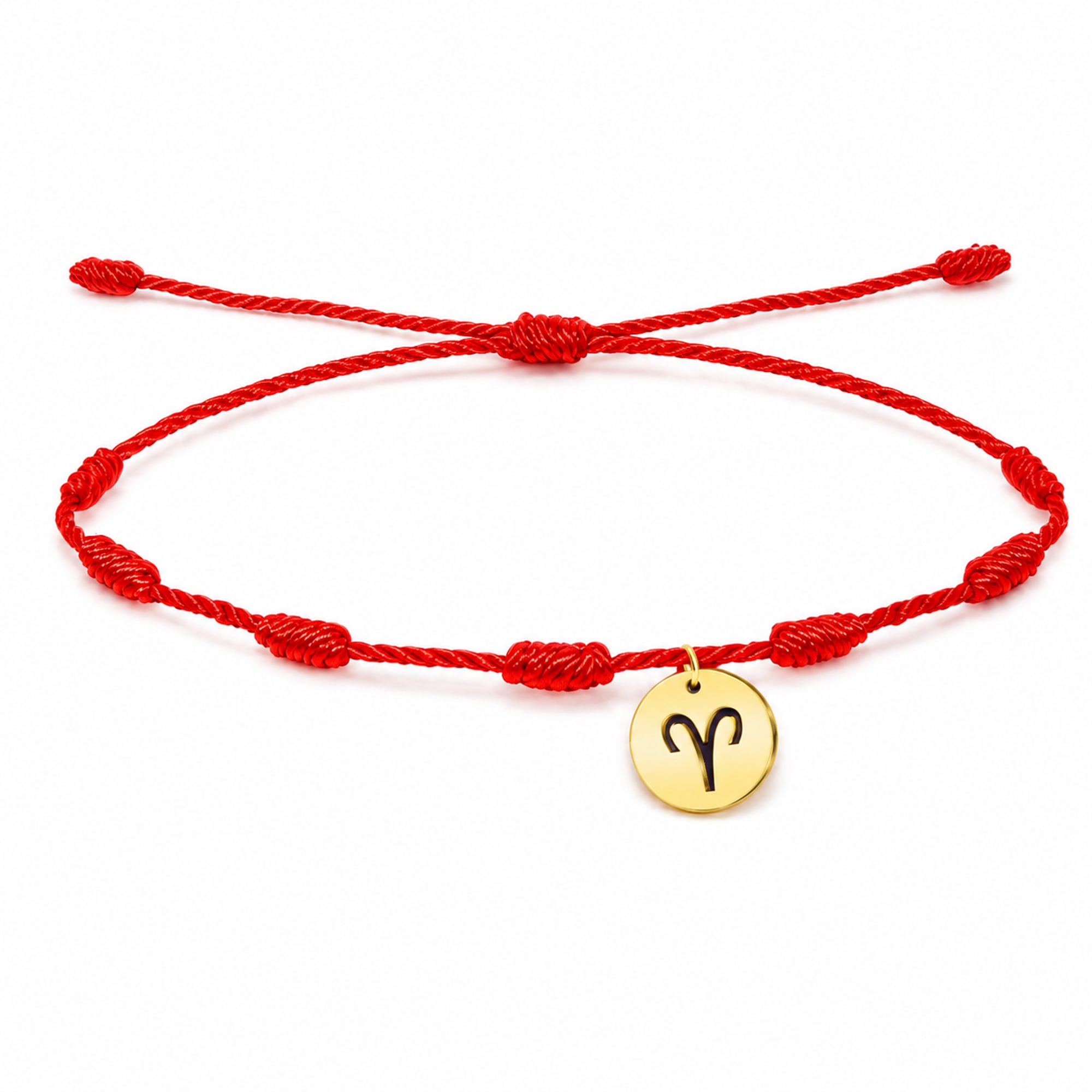 PULSERA 7 NUDOS CON ARIES ACERO. COLOR DORADO