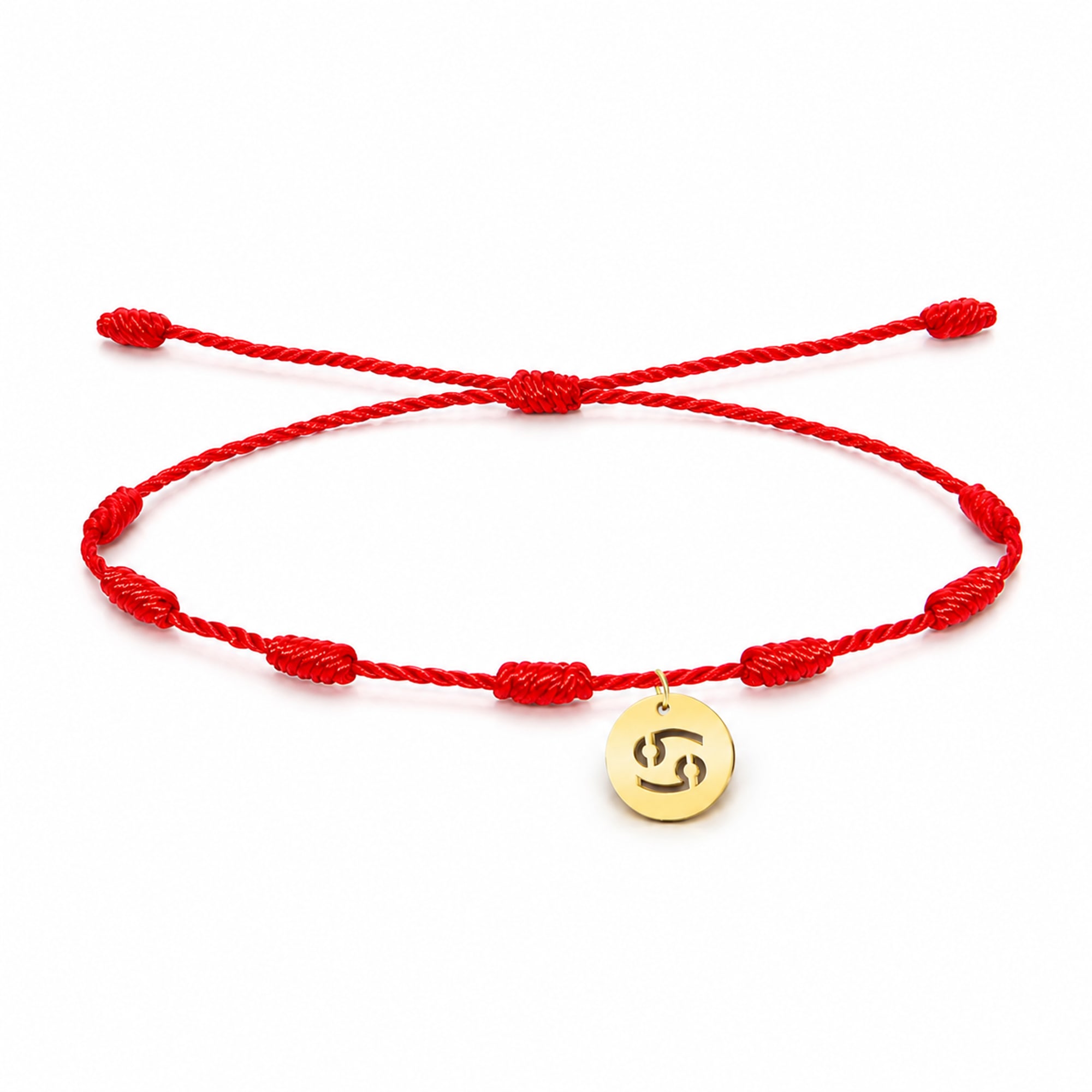 PULSERA 7 NUDOS CON CANCER ACERO. COLOR DORADO