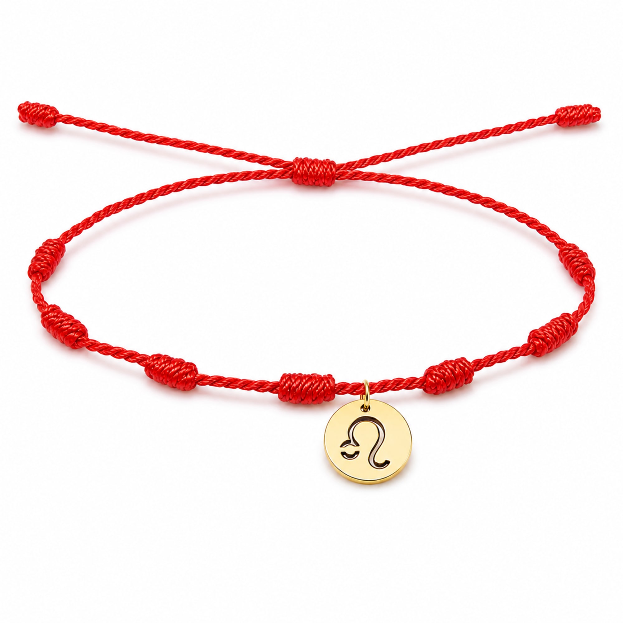 PULSERA 7 NUDOS CON LEO ACERO. COLOR DORADO