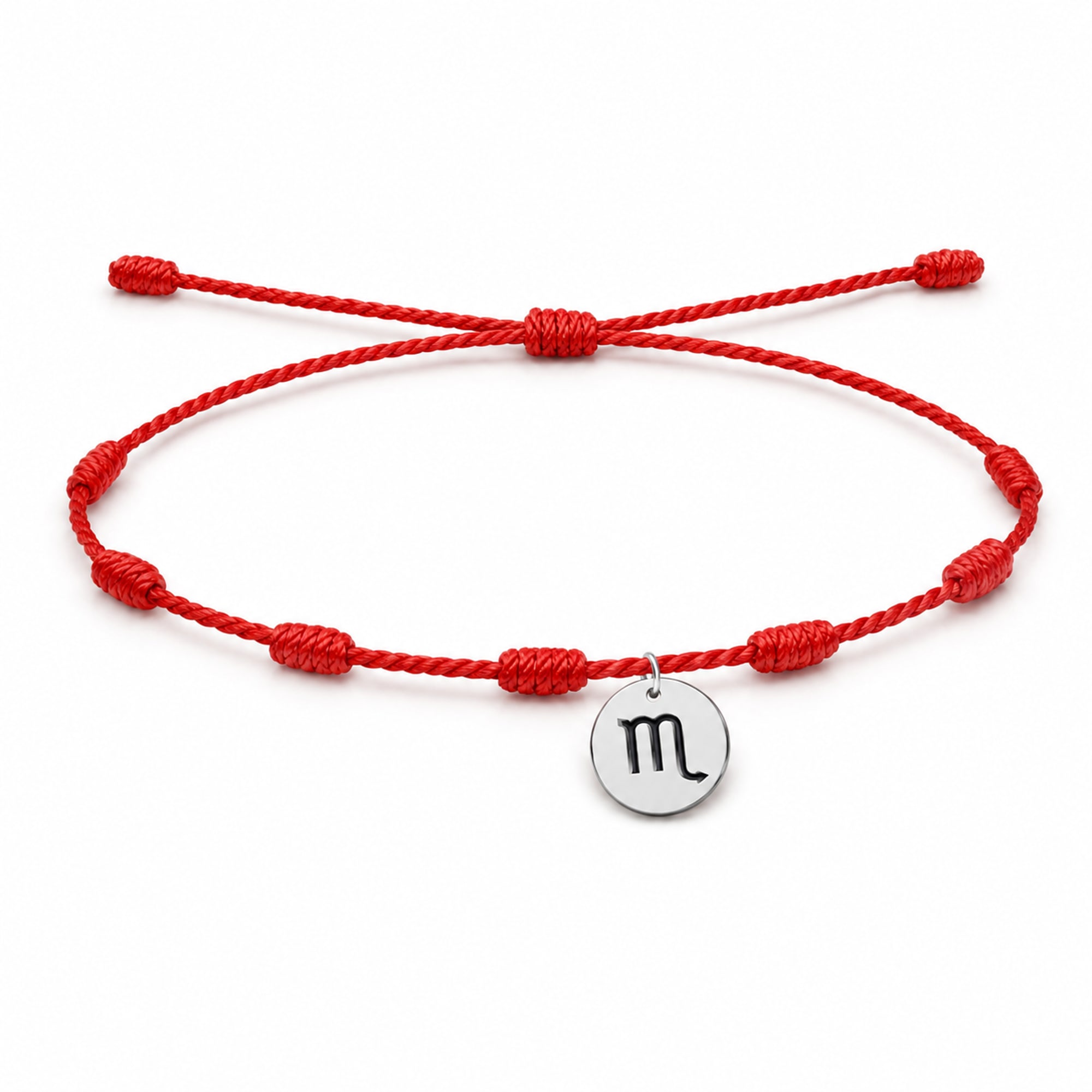 PULSERA 7 NUDOS CON ESCORPIO ACERO. COLOR PLATEADO