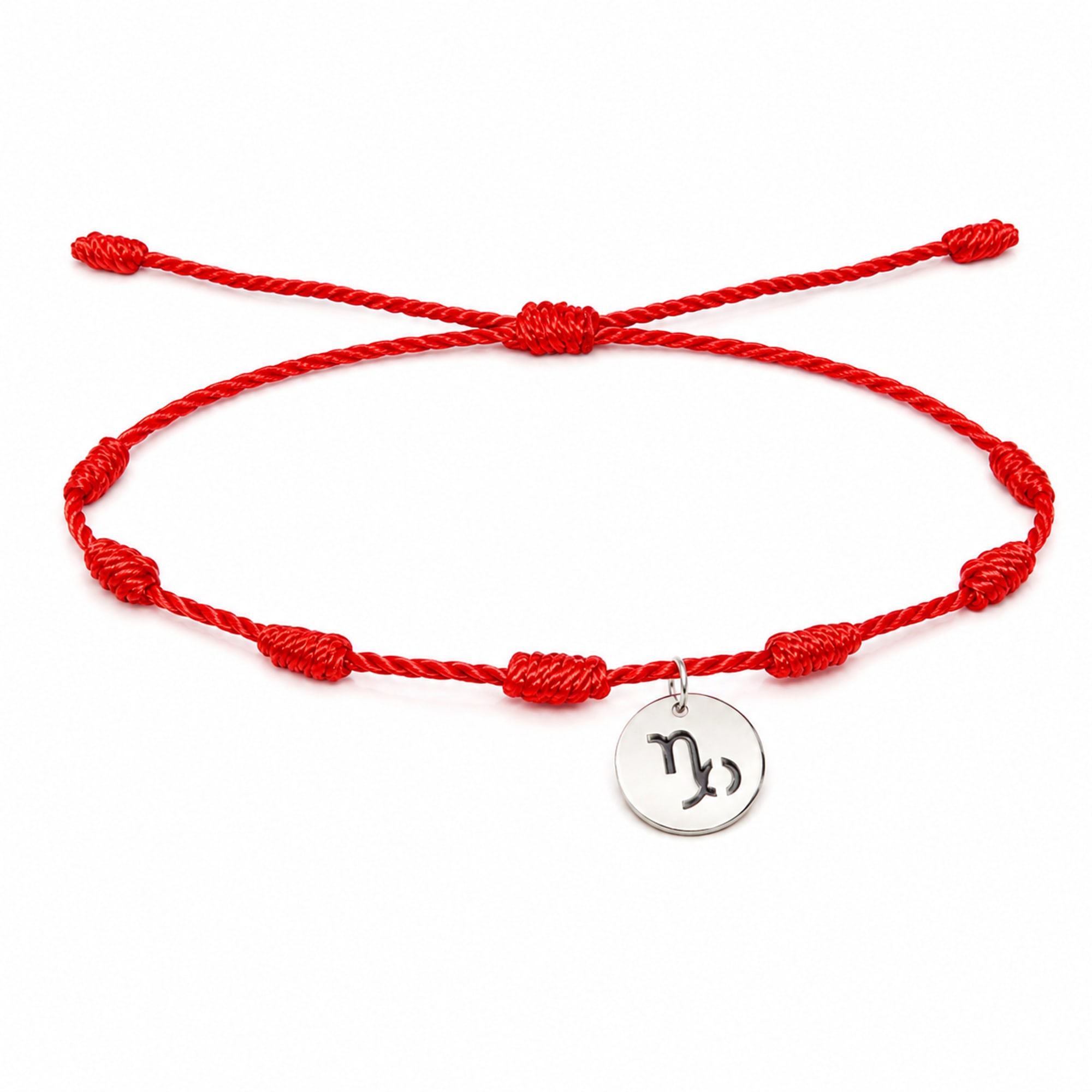 PULSERA 7 NUDOS CON CAPRICORNIO ACERO. COLOR PLATEADO